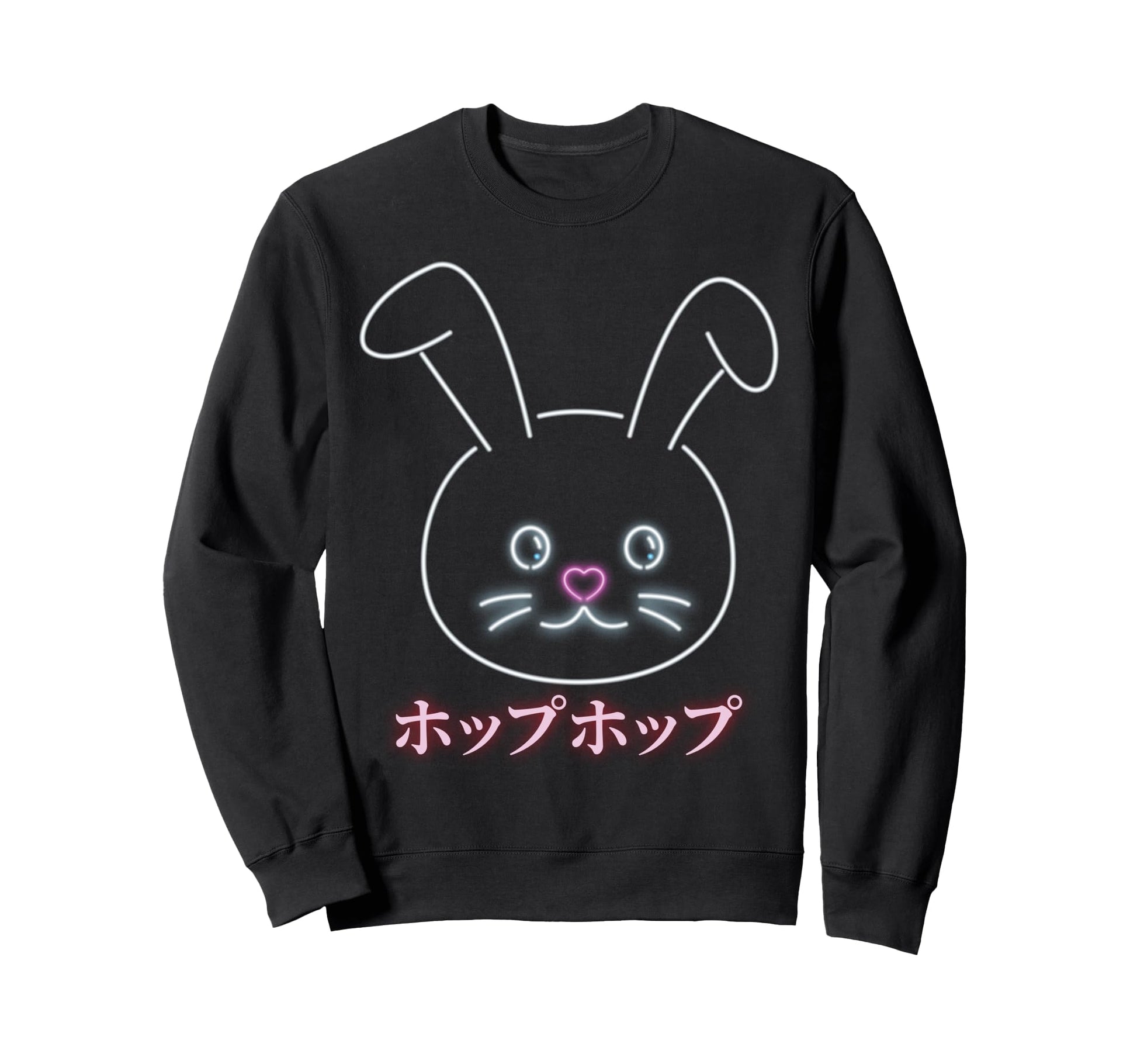 Anime Vaporwave Smiling Bunny Sweatshirt - Custom Art Print Men Women - T-Shirt, Sweatshirt, Hoodie