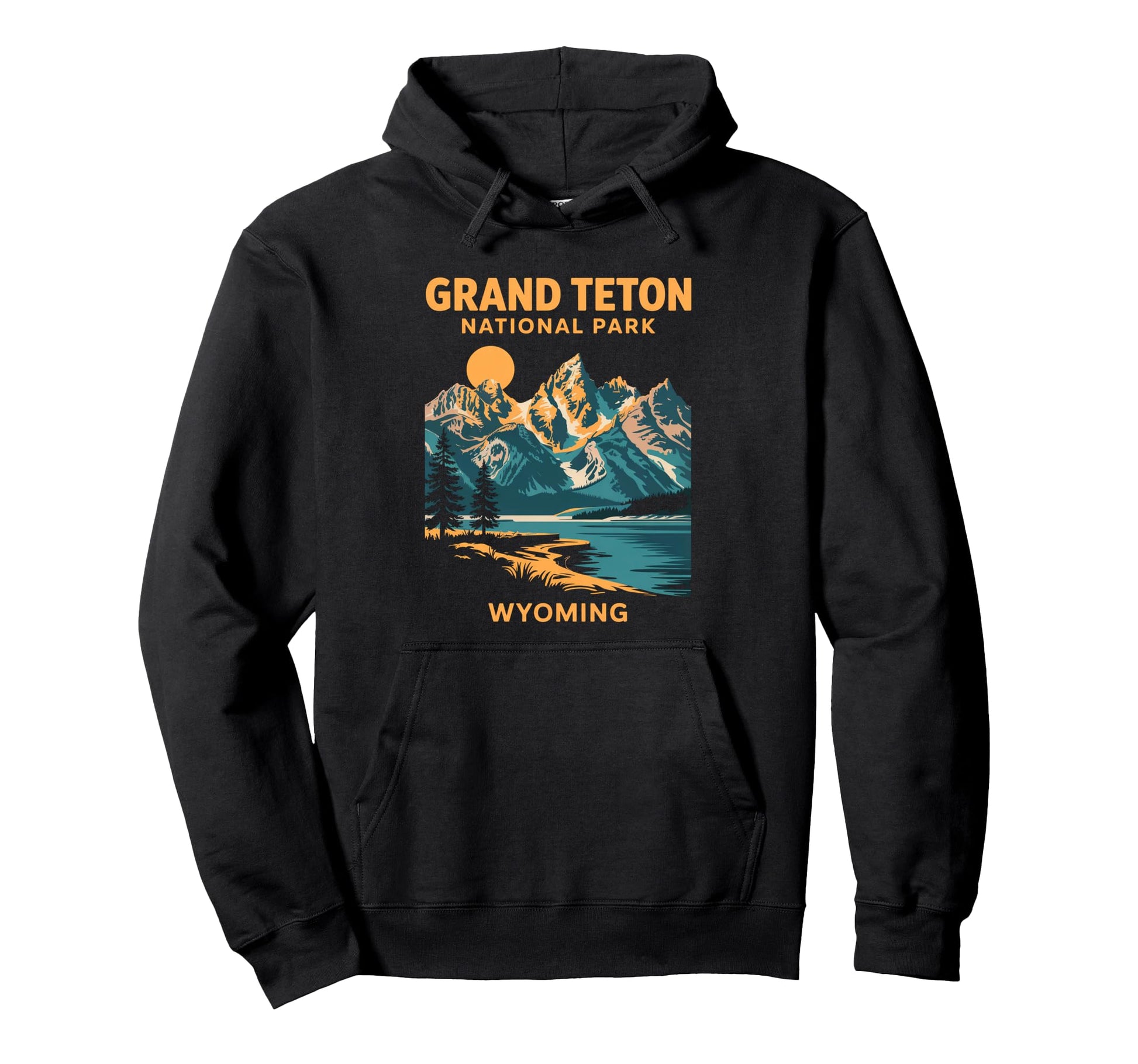 Grand Teton National Park Wyoming Hike 70S Hoodie - Custom Art Print Unisex - T-Shirt, Sweatshirt, Hoodie