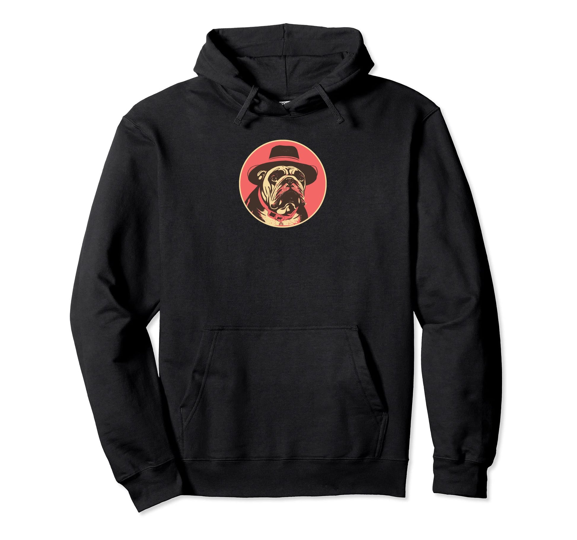 English Bulldog Cowboy Hat Funny Hoodie - Custom Art Print for Adults - T-Shirt, Sweatshirt, Hoodie