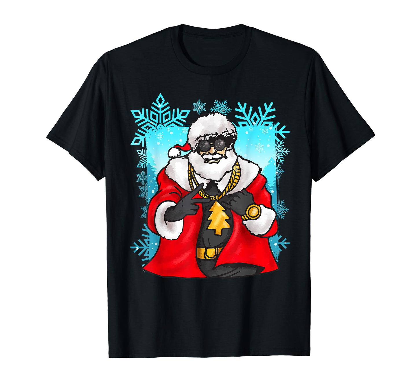 Gangsta Santa Gold Chains Old School T-Shirt - Aesthetic Graphic Unisex - T-Shirt, Sweatshirt, Hoodie