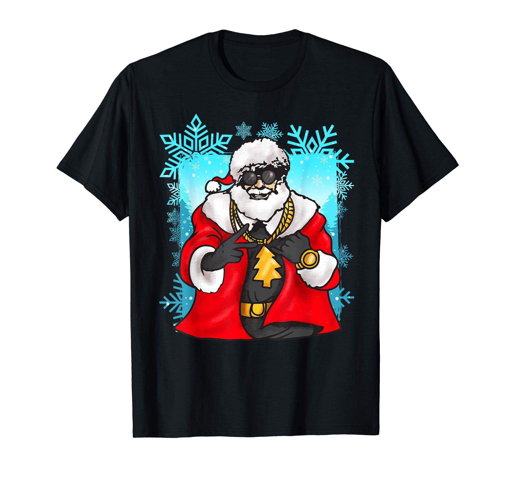 Gangsta Santa Gold Chains Old School T-Shirt - Aesthetic Graphic Unisex - T-Shirt, Sweatshirt, Hoodie