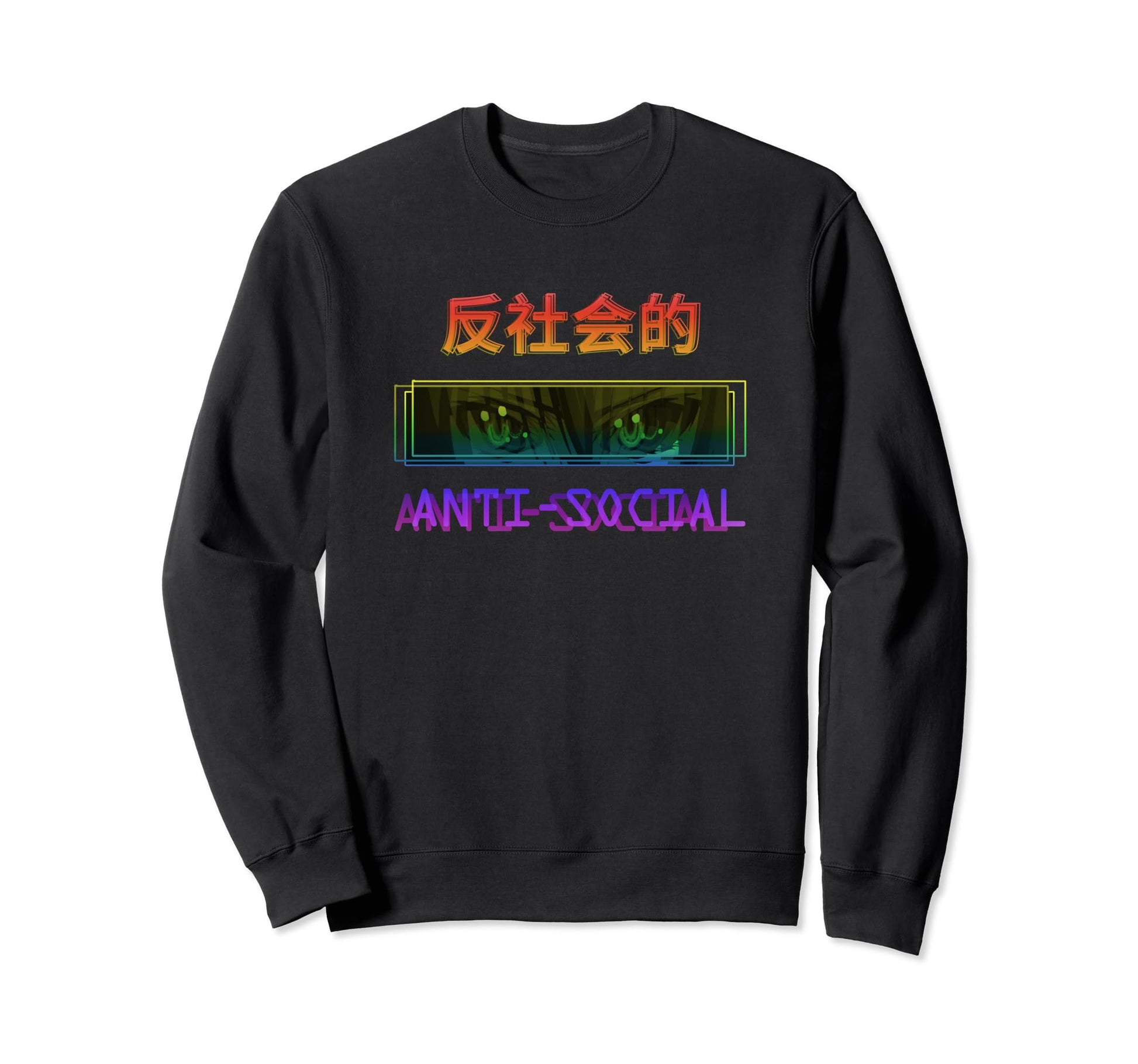 Anti Social Japanese Text Sweatshirt - Fun Novelty Design Men Women - T-Shirt, Sweatshirt, Hoodie