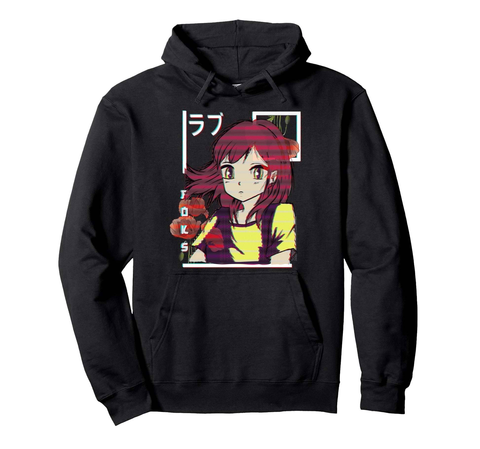 Anime Rgb Glitch Japanese Aesthetic Hoodie - Unique Graphic Unisex - T-Shirt, Sweatshirt, Hoodie