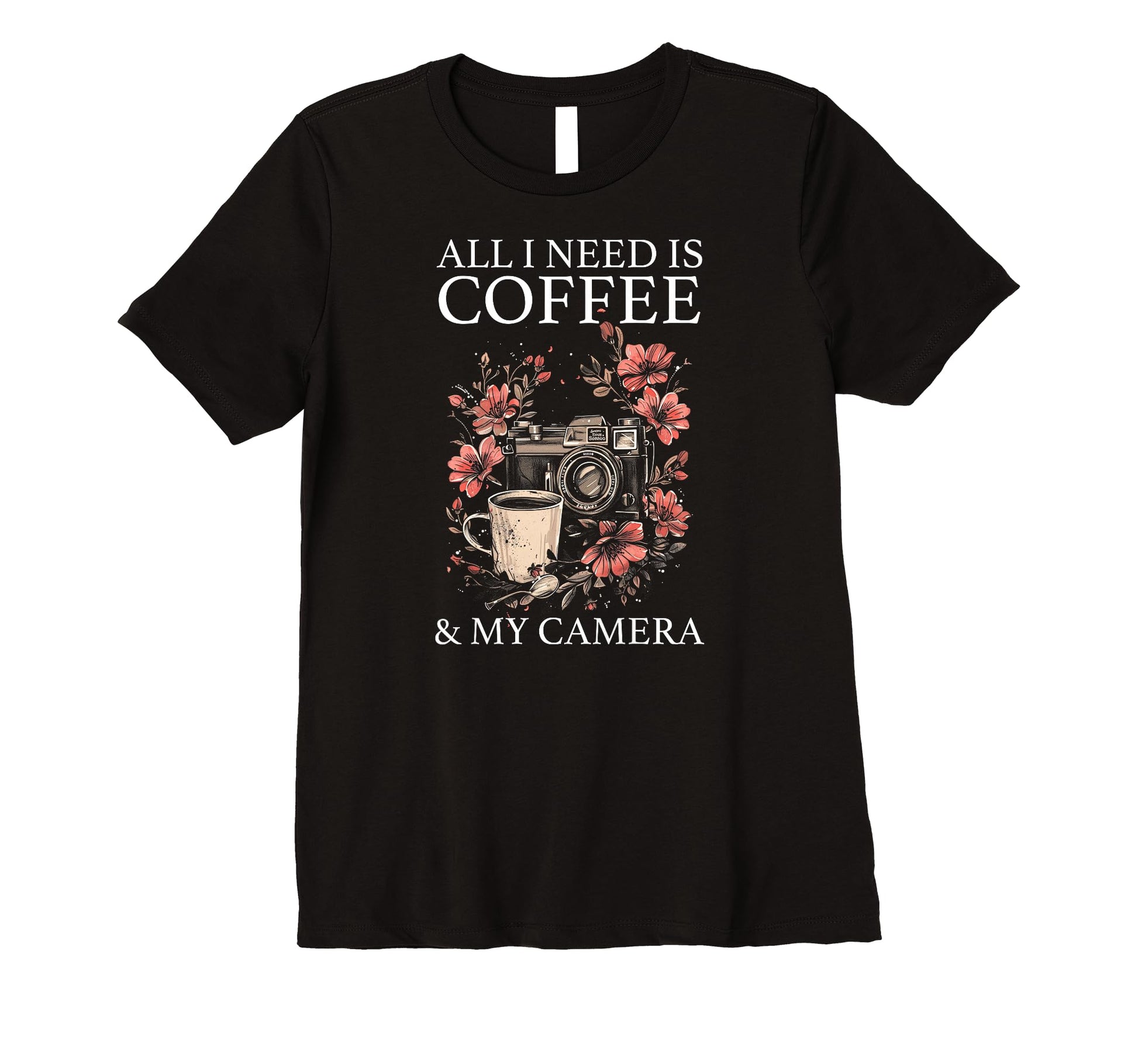 Womens Photographer Coffee Camera T-Shirt - Trendy Graphic Men Women - T-Shirt, Sweatshirt, Hoodie