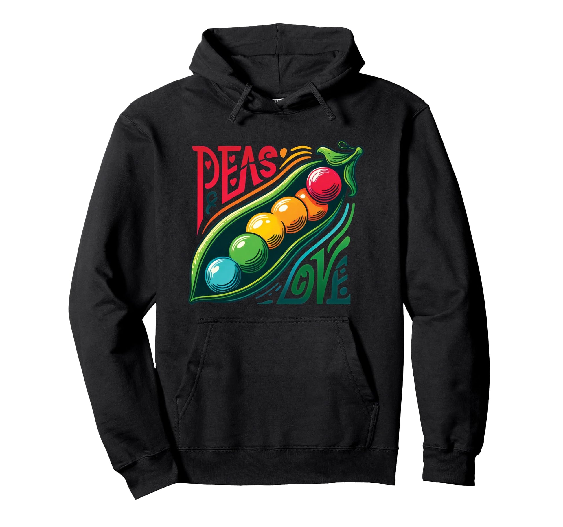 Peas Love Rainbow Pea Pod Hippie Hoodie - Streetwear Style Unisex - T-Shirt, Sweatshirt, Hoodie