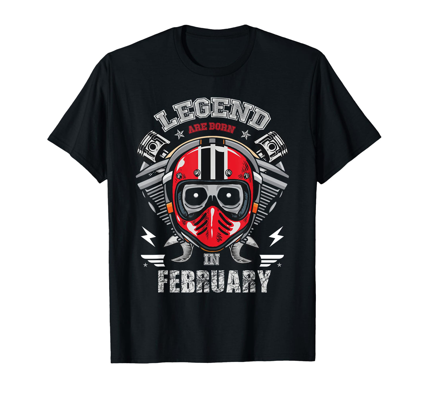 Biker Born February Motorcycle T-Shirt - Novelty Apparel for Adults - T-Shirt, Sweatshirt, Hoodie