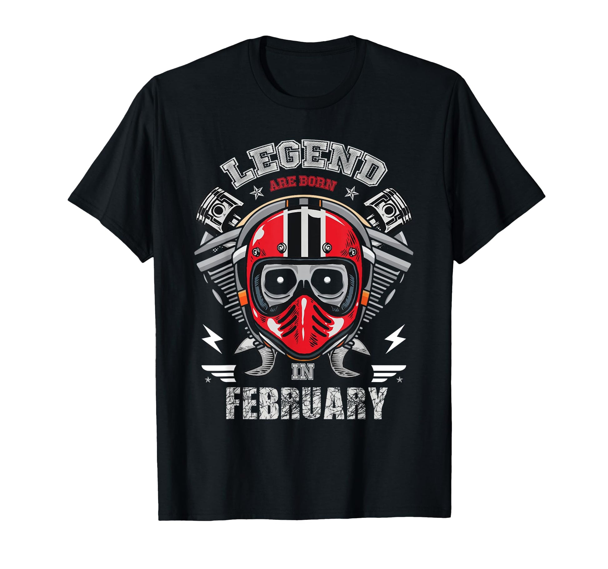 Biker Born February Motorcycle T-Shirt - Novelty Apparel for Adults - T-Shirt, Sweatshirt, Hoodie