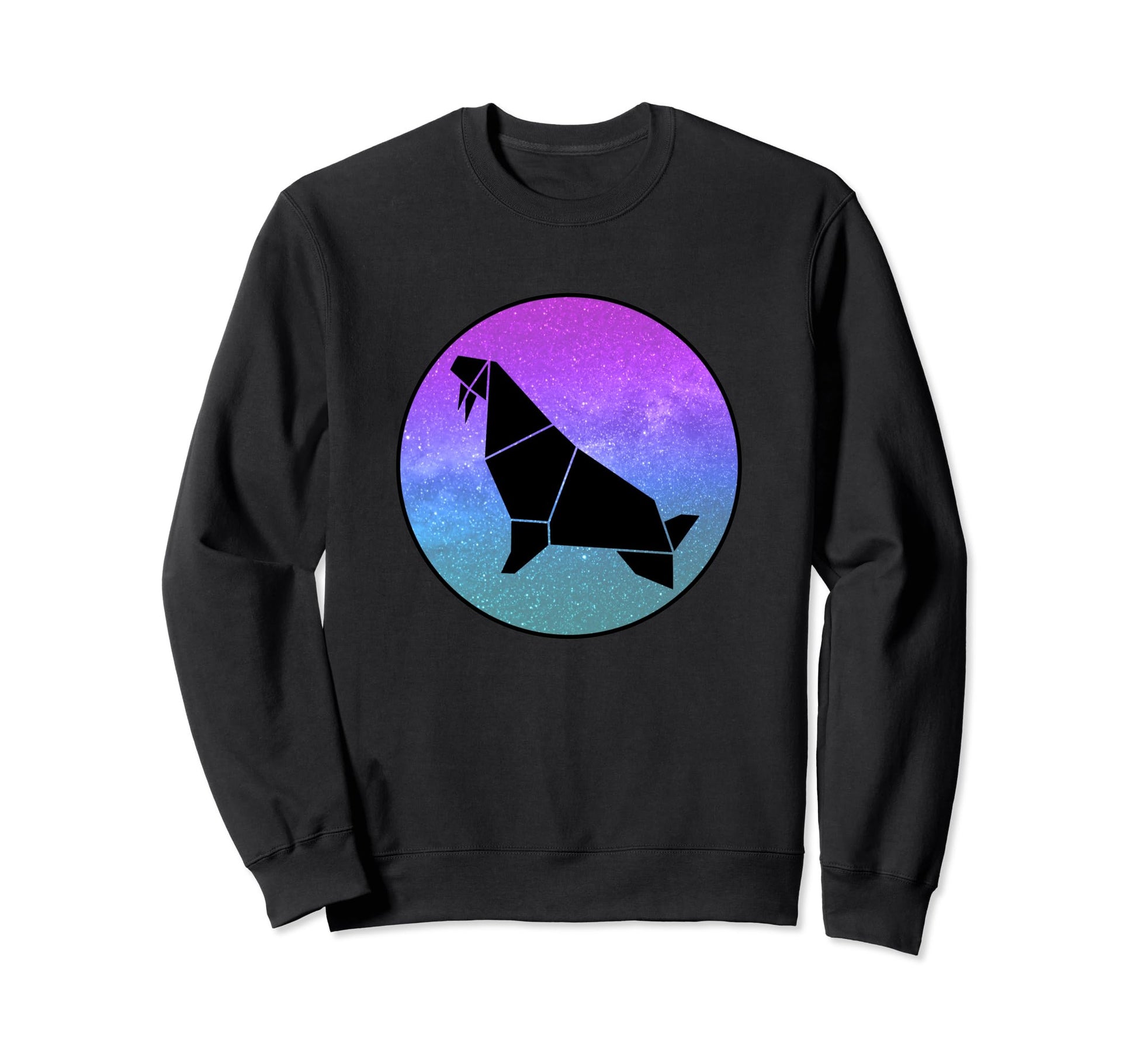 Sea Lion Origami Galaxy Vaporwave Sweatshirt - Graphic Print for Adults - T-Shirt, Sweatshirt, Hoodie