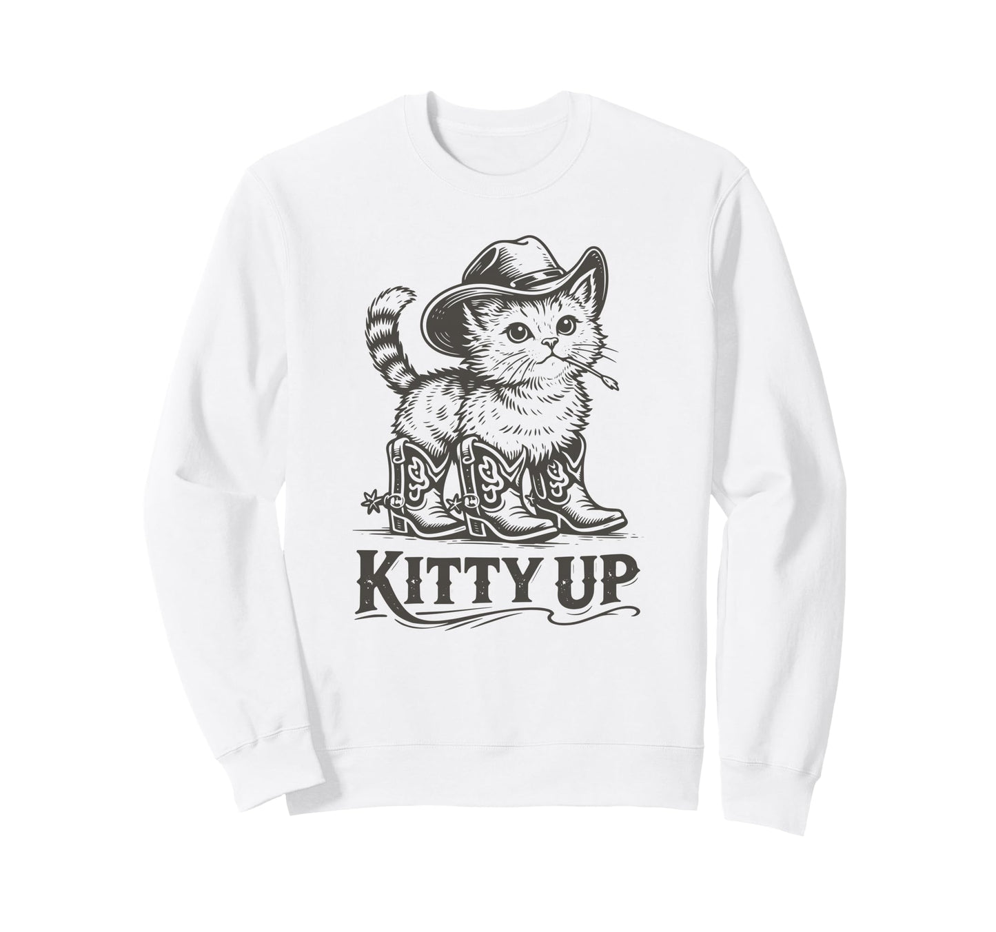 Funny Kitty Up Cat Cowboy Hat Boots Sweatshirt - Unique Graphic Men Women - T-Shirt, Sweatshirt, Hoodie