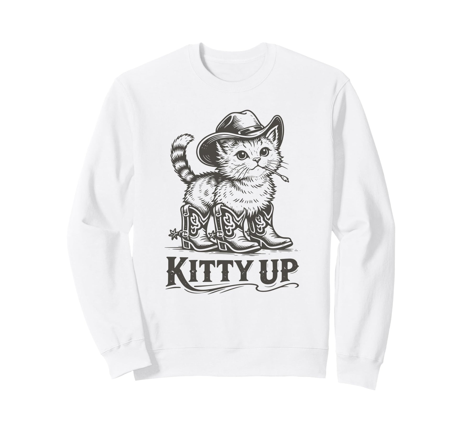 Funny Kitty Up Cat Cowboy Hat Boots Sweatshirt - Unique Graphic Men Women - T-Shirt, Sweatshirt, Hoodie