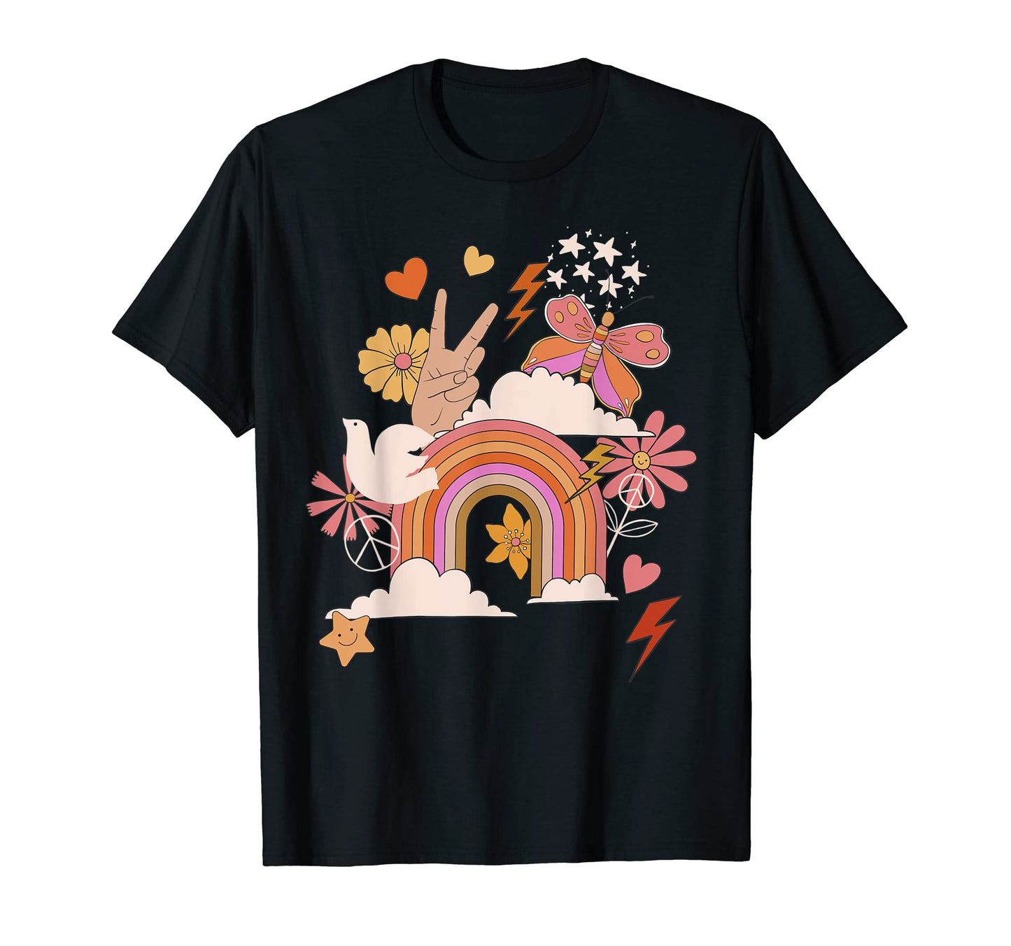 Peace Love Rainbow Floral Hippie Boho T-Shirt - Streetwear Style for Adults - T-Shirt, Sweatshirt, Hoodie