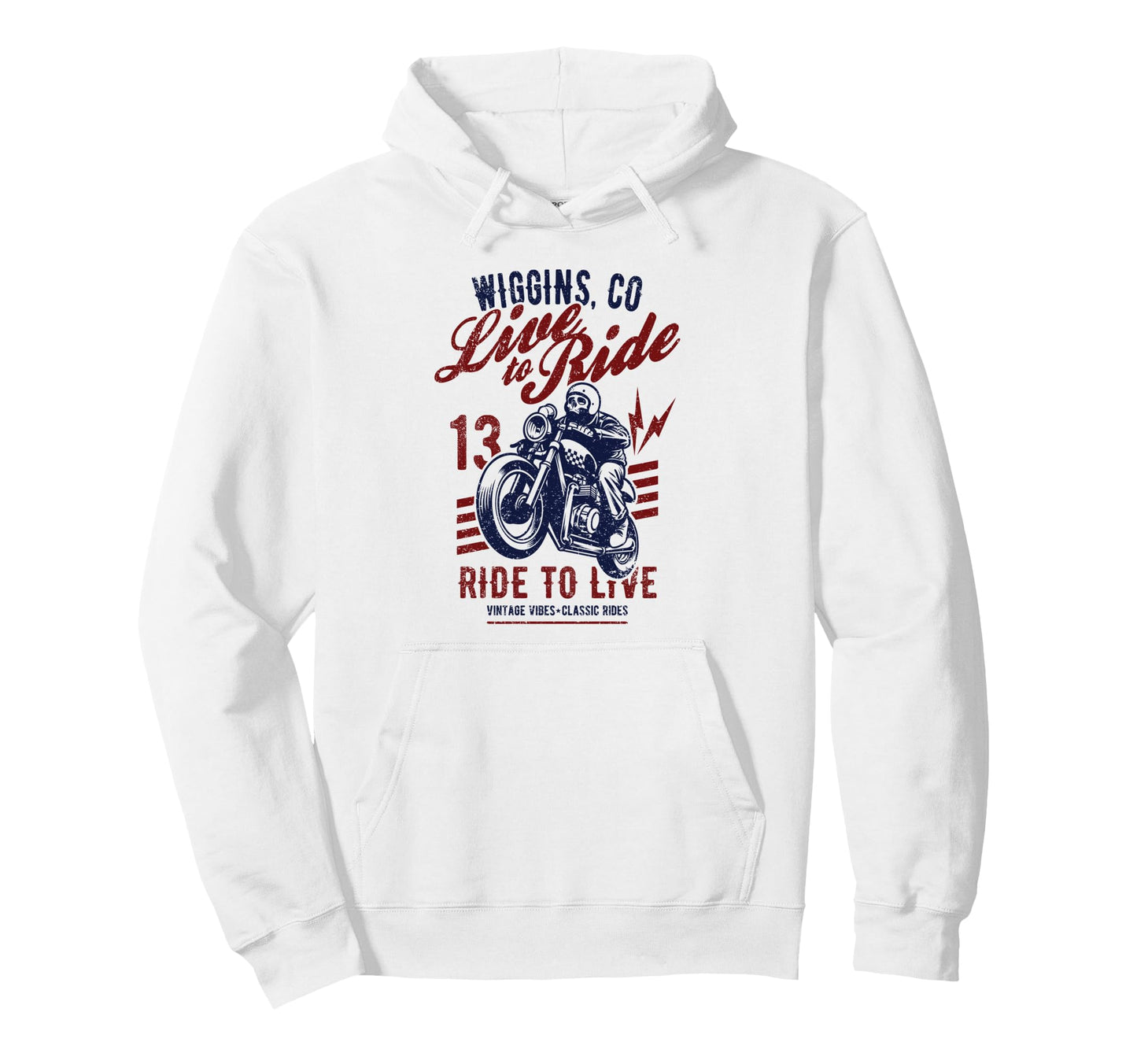 Wiggins Colorado Usa Motorcycle Skull Hoodie - Streetwear Style Unisex - T-Shirt, Sweatshirt, Hoodie
