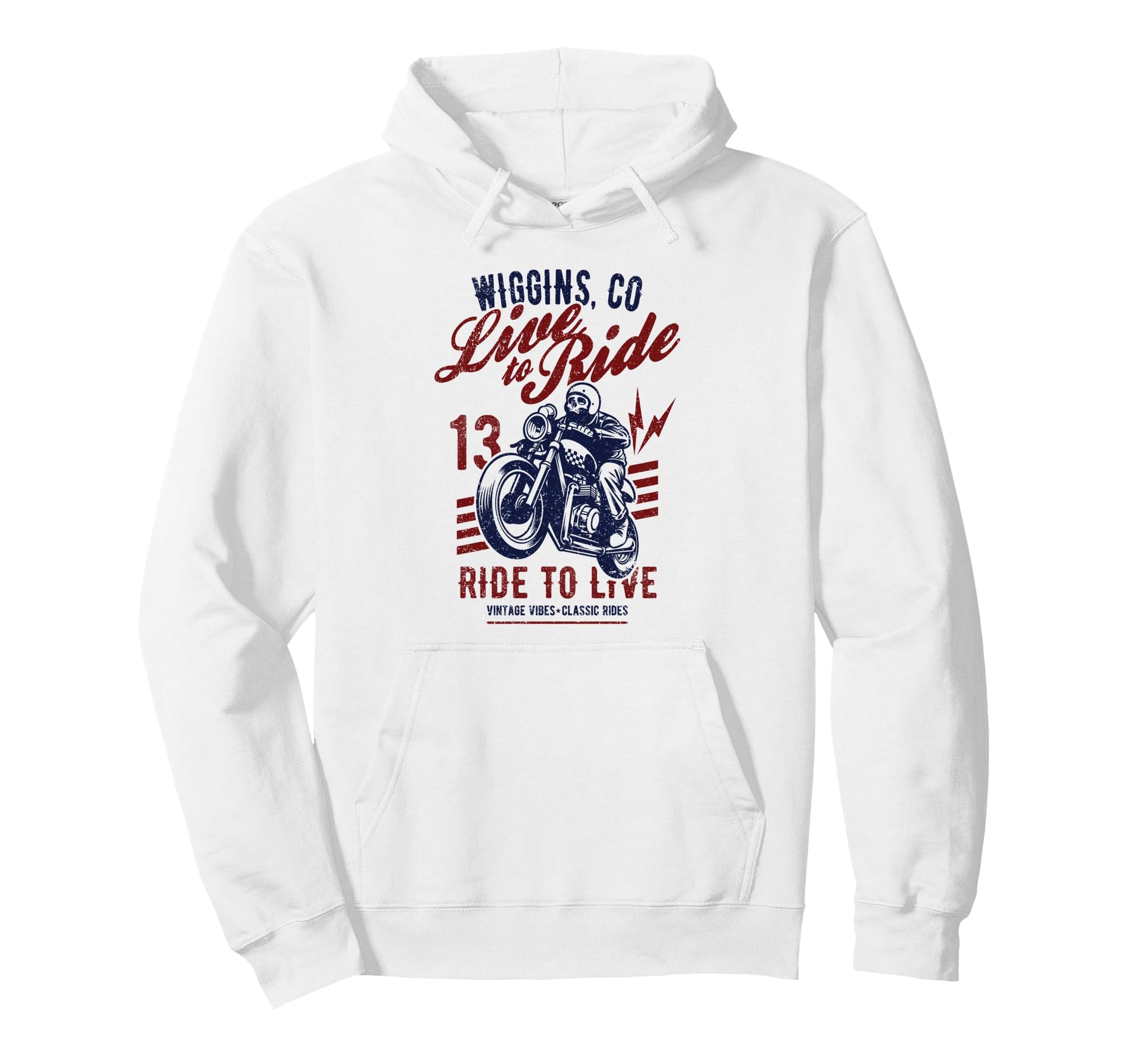 Wiggins Colorado Usa Motorcycle Skull Hoodie - Streetwear Style Unisex - T-Shirt, Sweatshirt, Hoodie