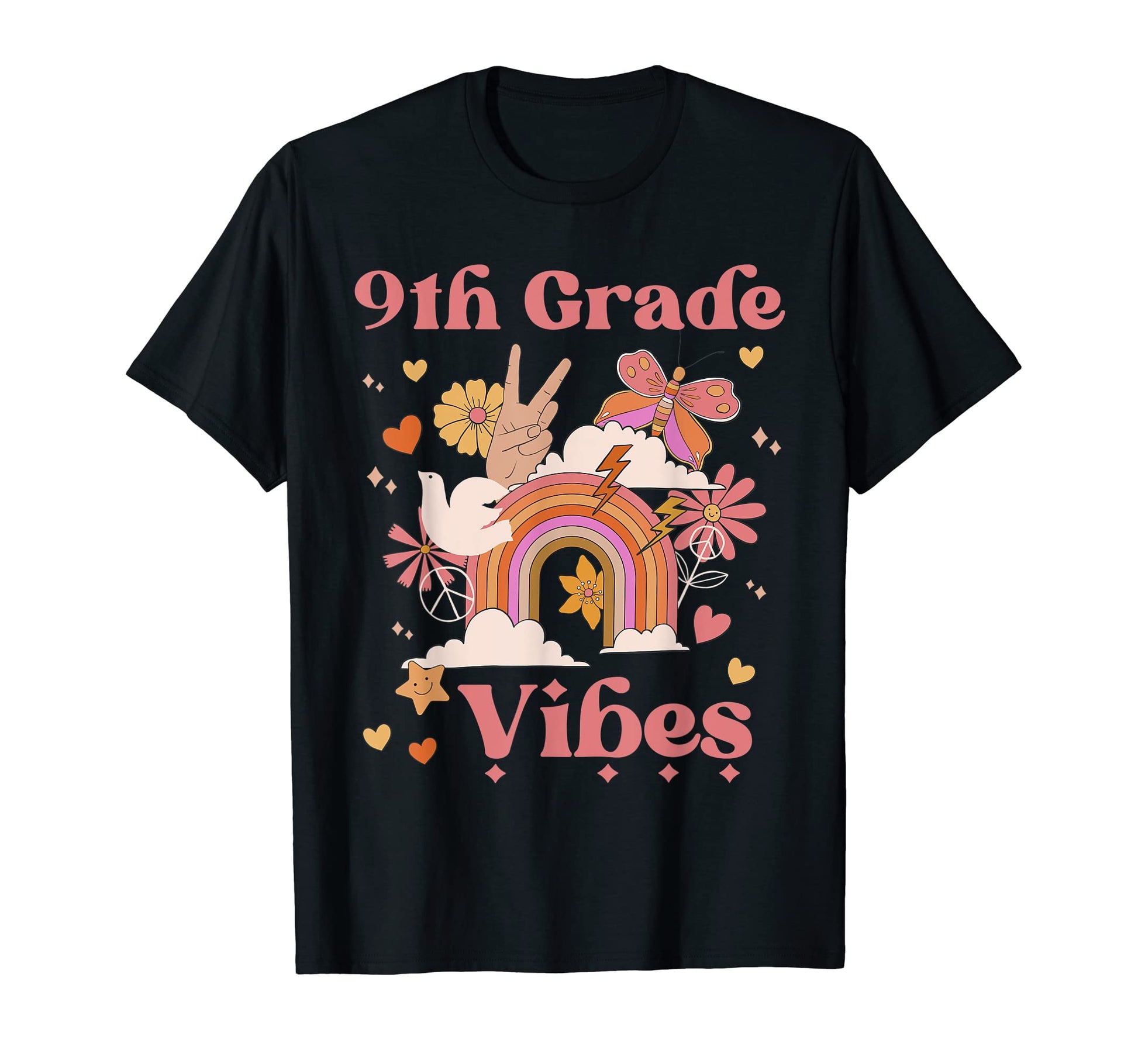 9Th Grade Vibes School Groovy Boho T-Shirt - Fun Novelty Design for Adults - T-Shirt, Sweatshirt, Hoodie