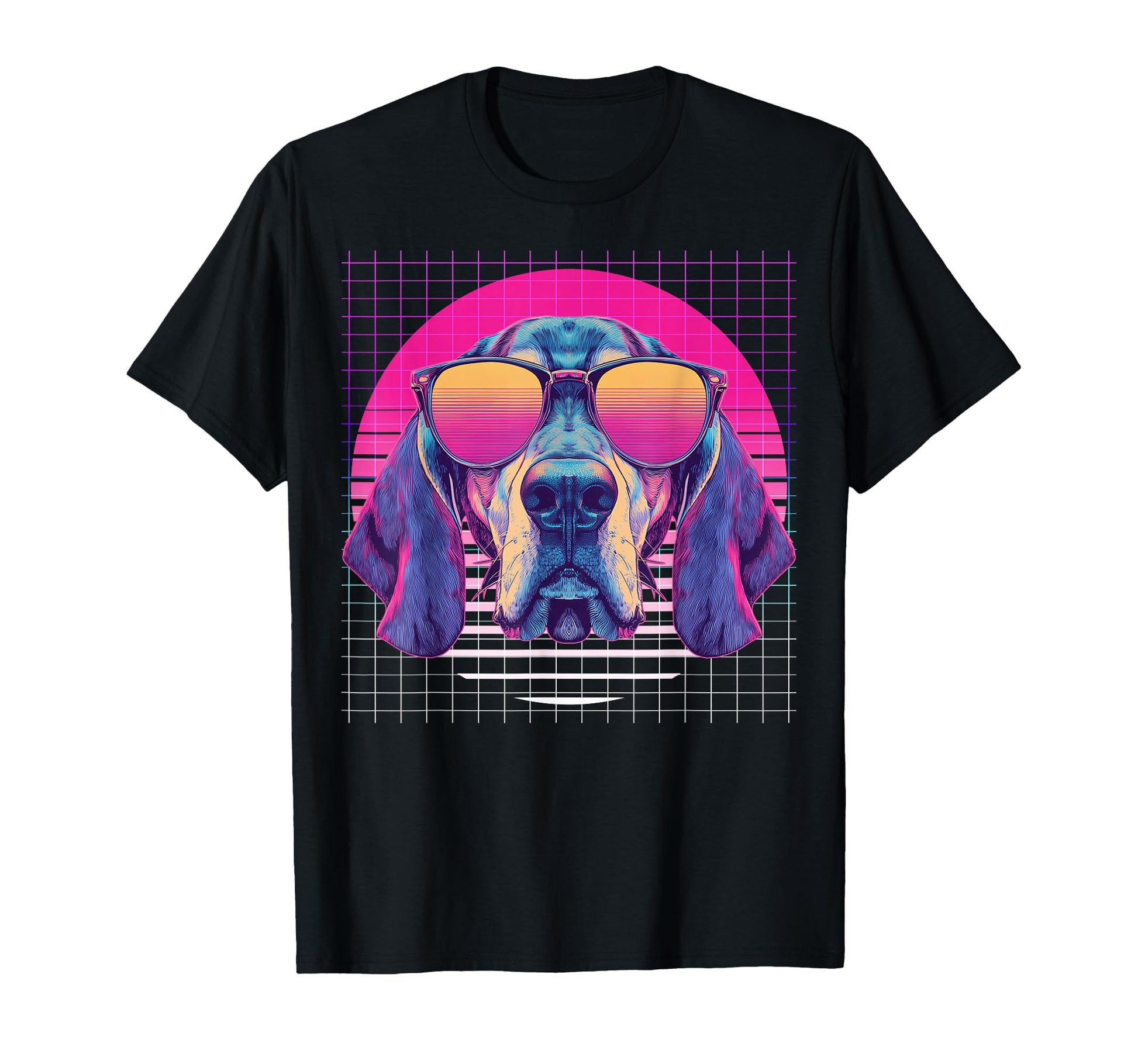 Coonhound Sunglasses Dog Vaporwave T-Shirt - Fun Novelty Design Unisex - T-Shirt, Sweatshirt, Hoodie