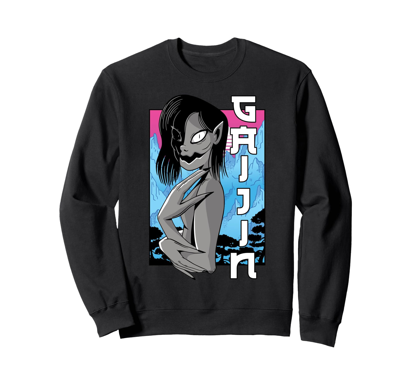 Japanese Aesthetic Gaijin Mountains Sweatshirt - Unique Graphic Men Women - T-Shirt, Sweatshirt, Hoodie