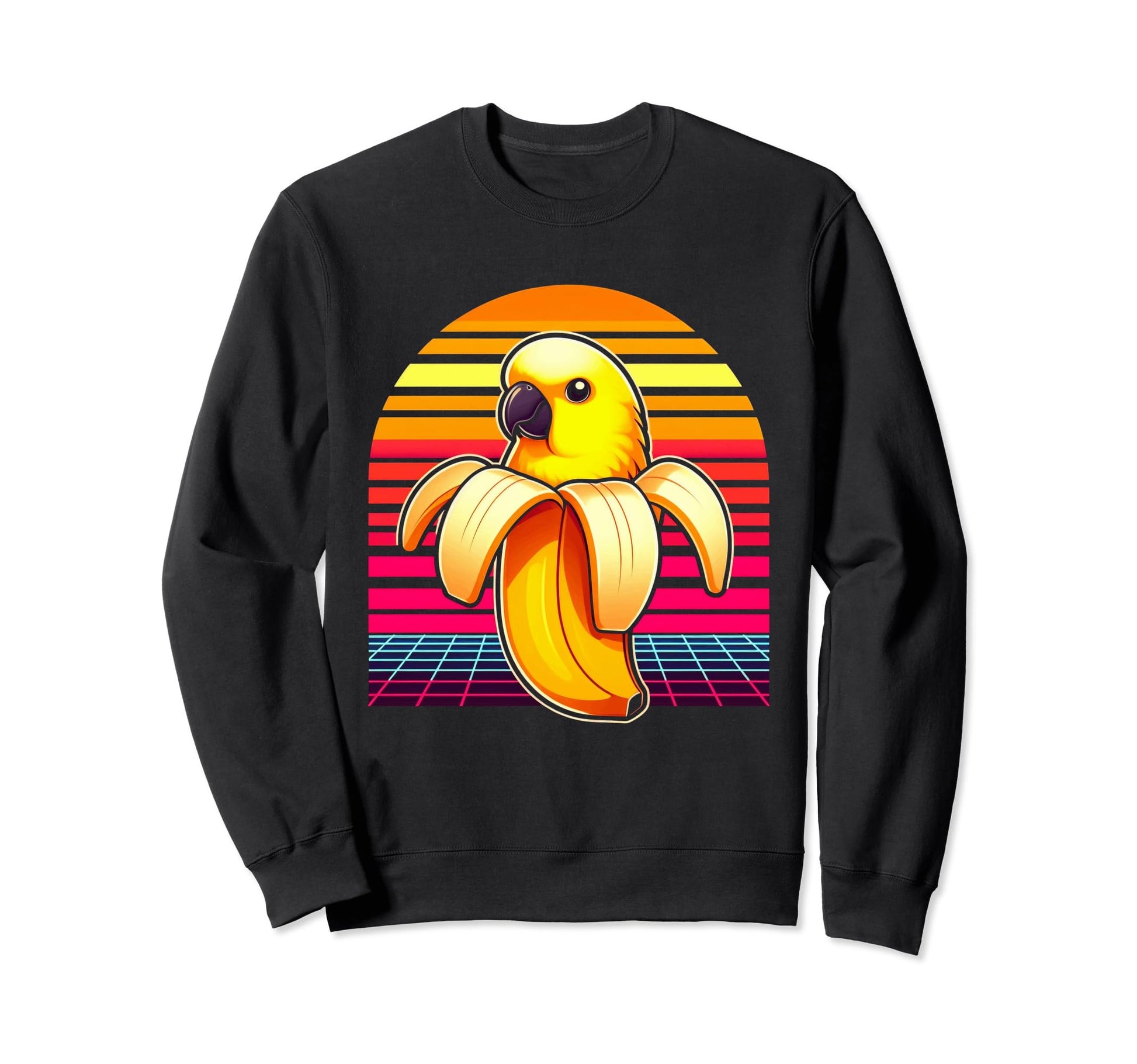 Banana Parrot Sunset Vaporwave Sweatshirt - Custom Art Print Unisex - T-Shirt, Sweatshirt, Hoodie