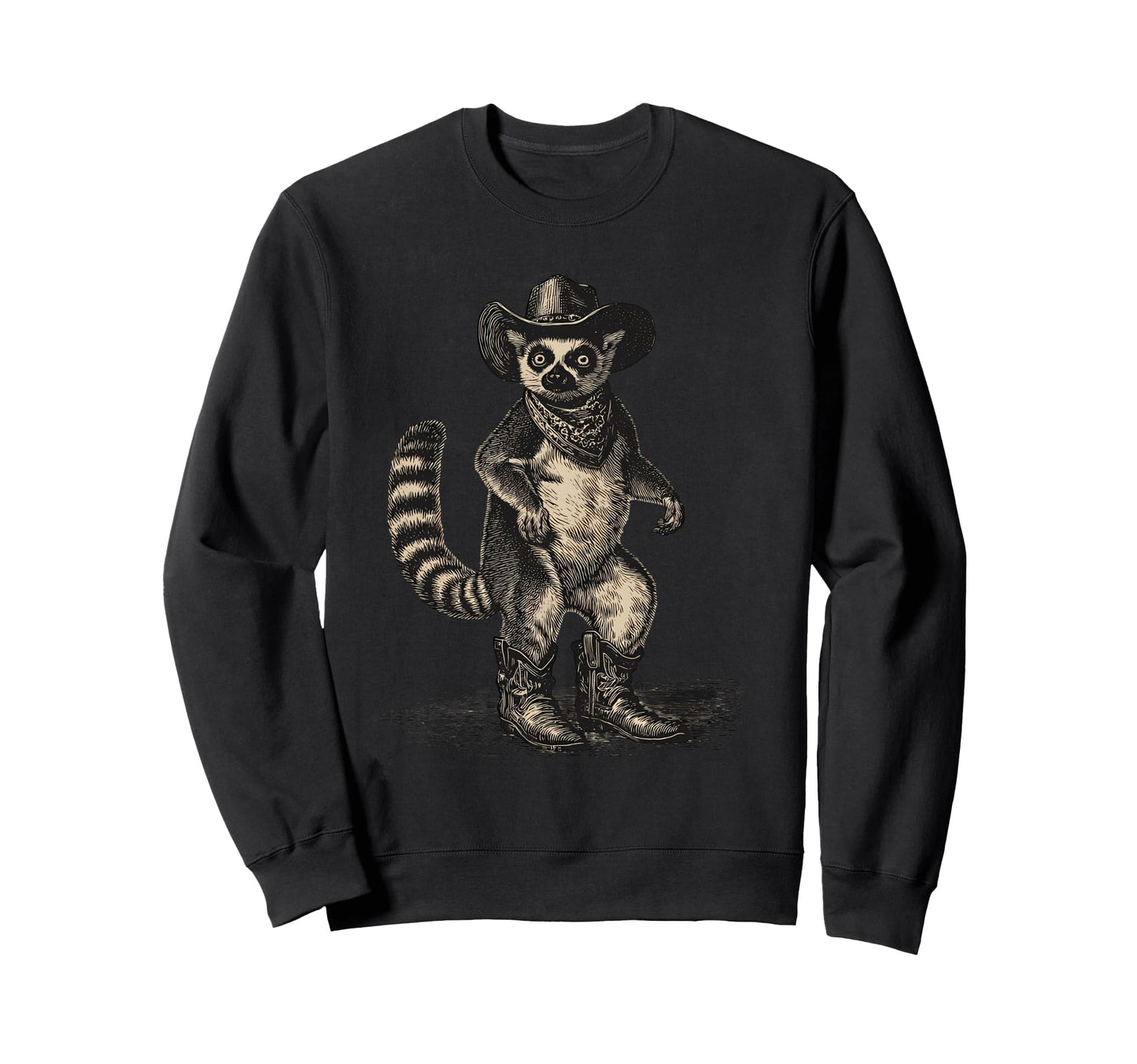 Lemur Cowboy Rodeo Cowgirl Western Sweatshirt - Fun Novelty Design Unisex - T-Shirt, Sweatshirt, Hoodie