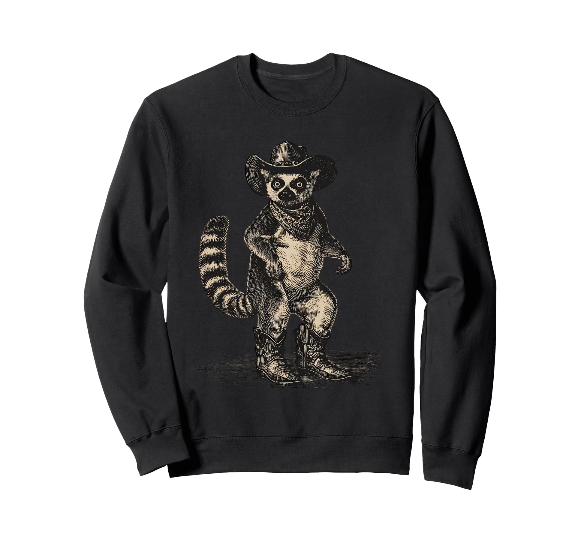 Lemur Cowboy Rodeo Cowgirl Western Sweatshirt - Fun Novelty Design Unisex - T-Shirt, Sweatshirt, Hoodie
