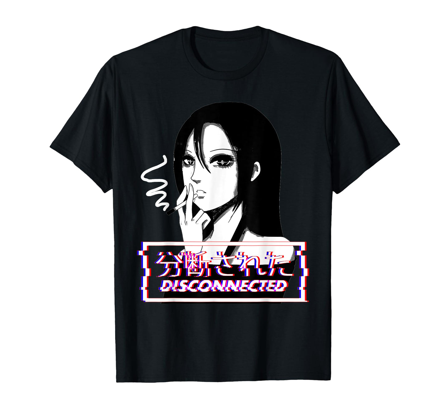 Japanese Sad Smoking Anime Vaporwave T-Shirt - Minimalist Print Unisex - T-Shirt, Sweatshirt, Hoodie