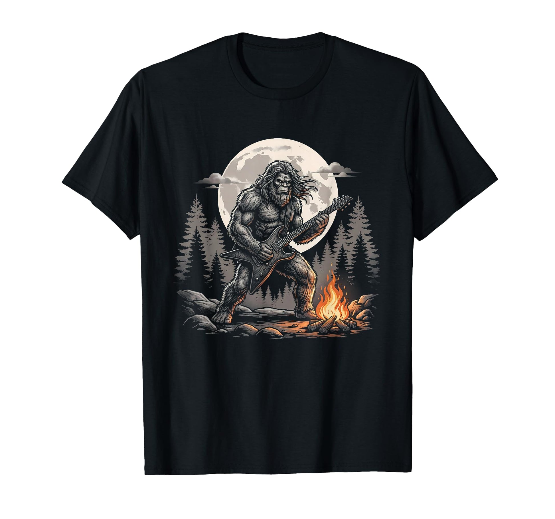 Funny Bigfoot Playing Bass Guitar T-Shirt - Custom Art Print for Adults - T-Shirt, Sweatshirt, Hoodie