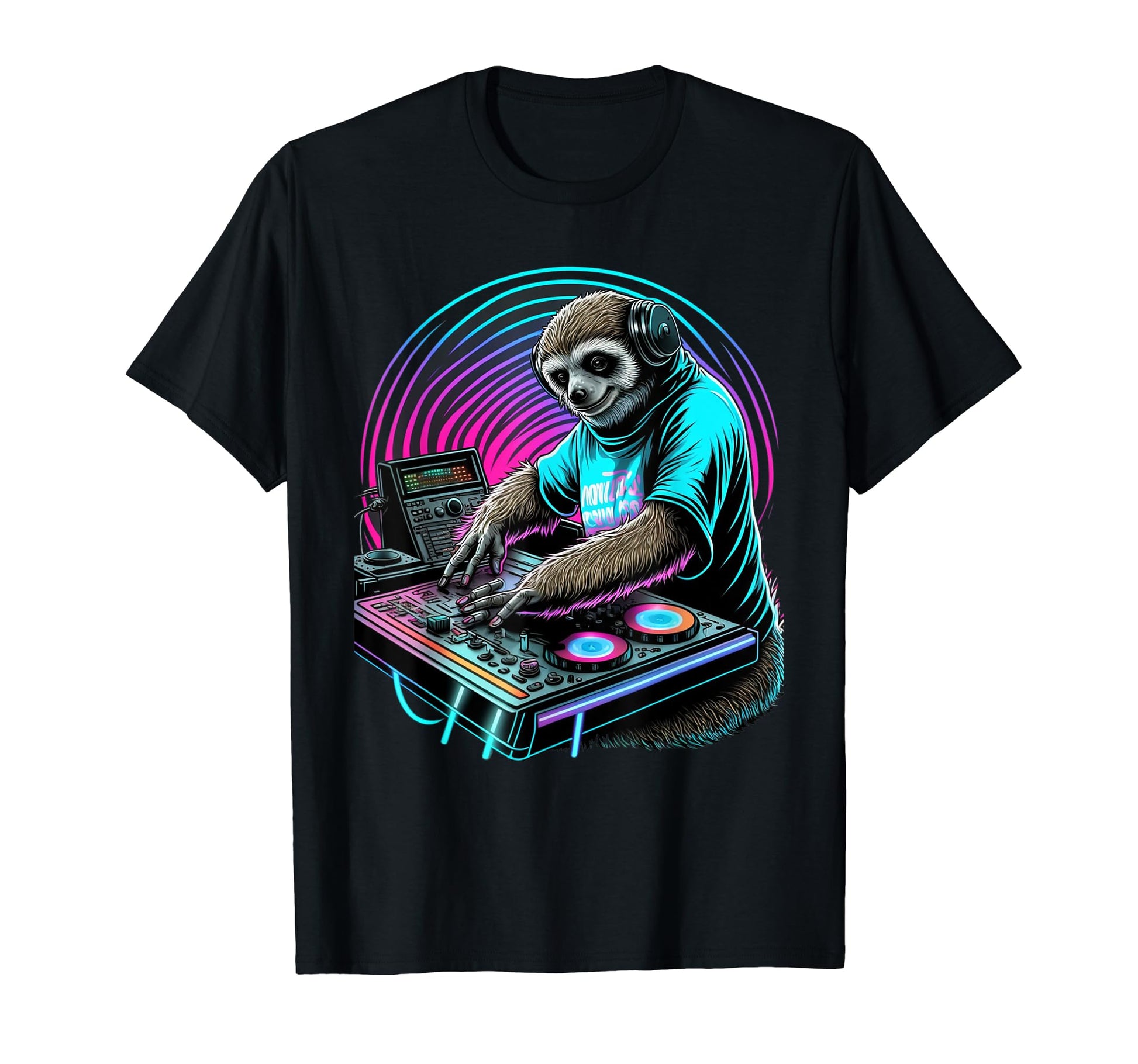 Vaporwave Aesthetic Sloth Dj Synthwave T-Shirt - Graphic Print Unisex - T-Shirt, Sweatshirt, Hoodie