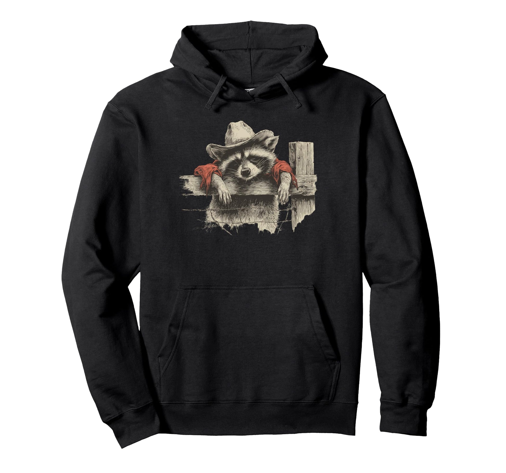 Raccoon Cowboy Rodeo Cowgirl Western Hoodie - Custom Art Print Unisex - T-Shirt, Sweatshirt, Hoodie