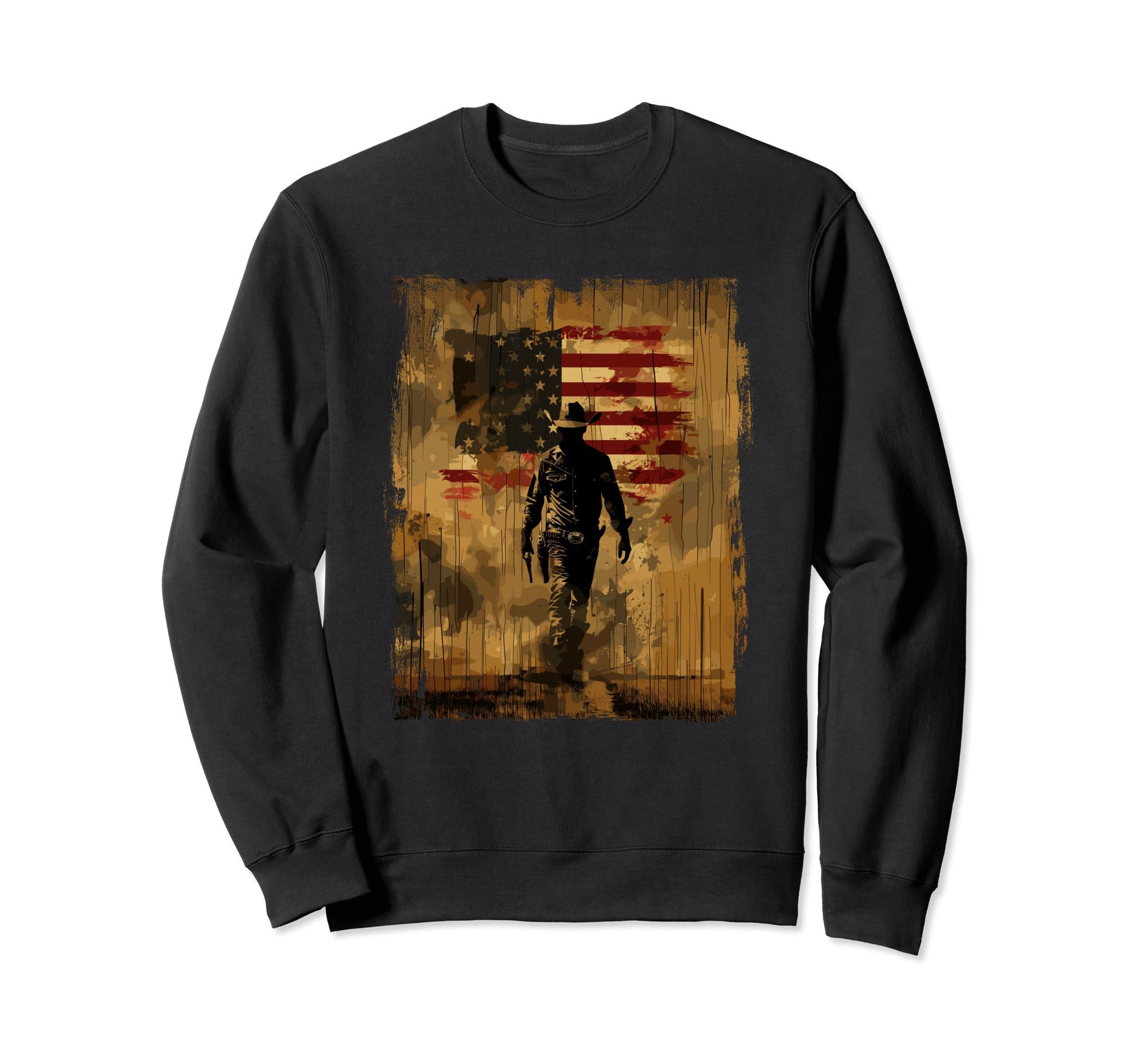 Patriotic Cowboy Usa Flag Country Sweatshirt - Aesthetic Graphic Unisex - T-Shirt, Sweatshirt, Hoodie