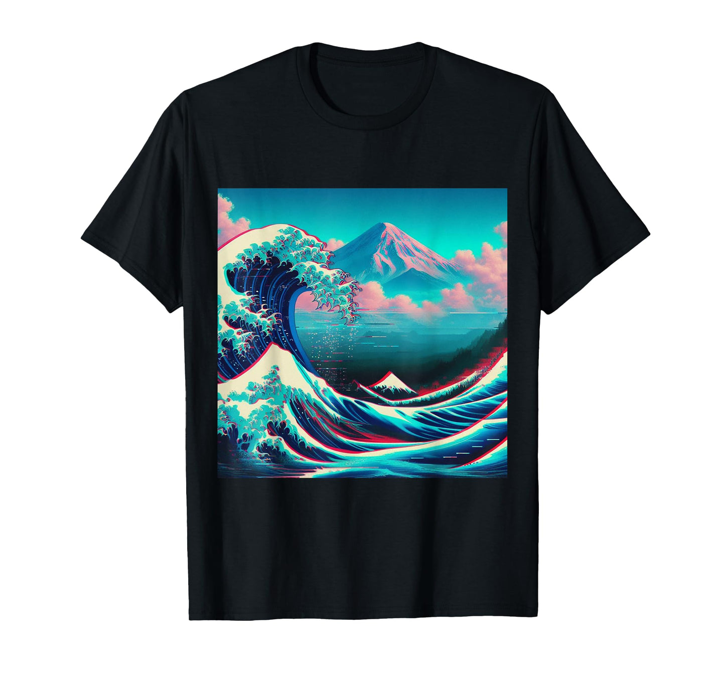Great Wave Off Kanagawa Vaporwave T-Shirt - Custom Art Print Men Women - T-Shirt, Sweatshirt, Hoodie