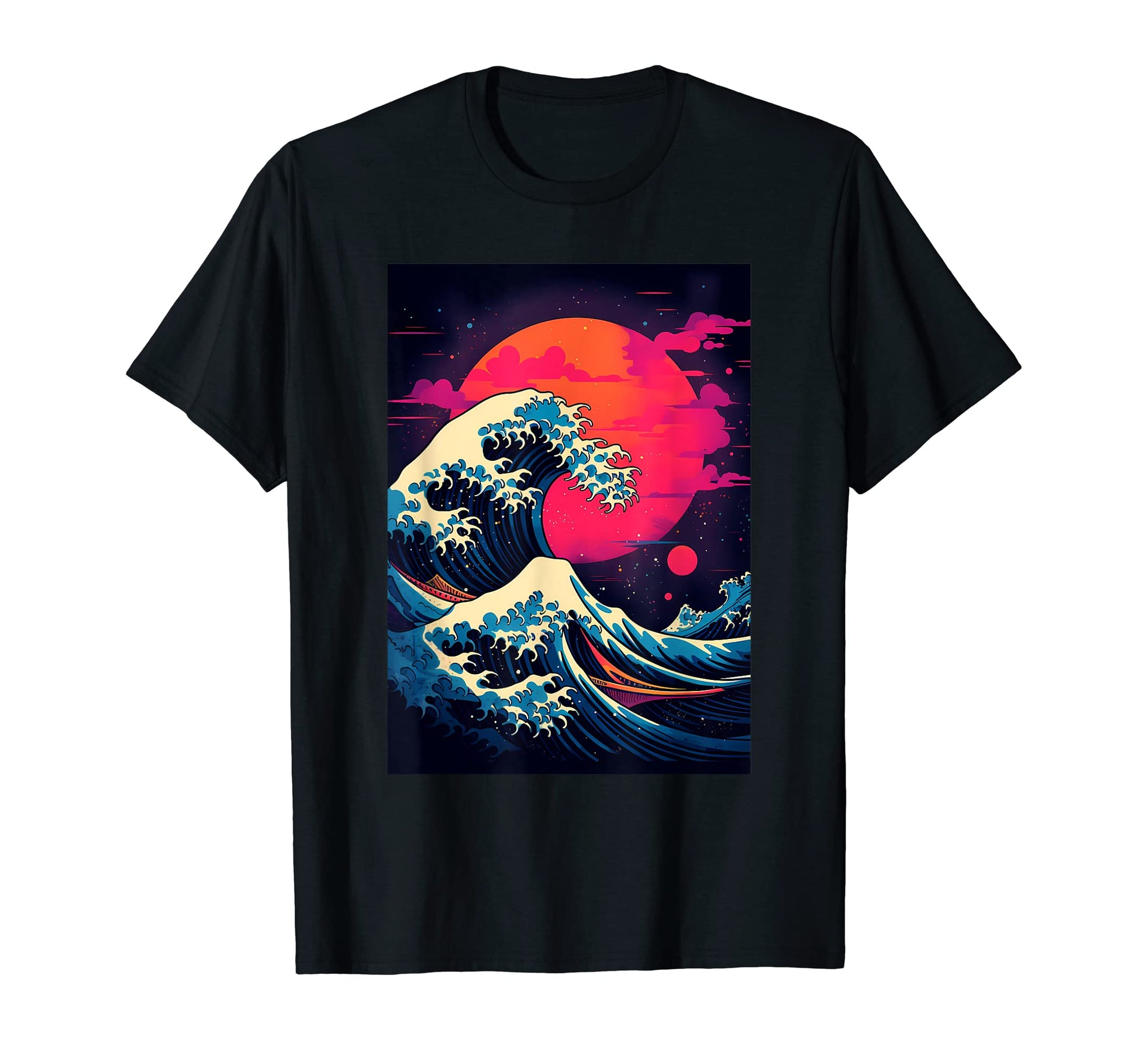 Great Wave Off Kanagawa Glitch T-Shirt - Minimalist Print Men Women - T-Shirt, Sweatshirt, Hoodie
