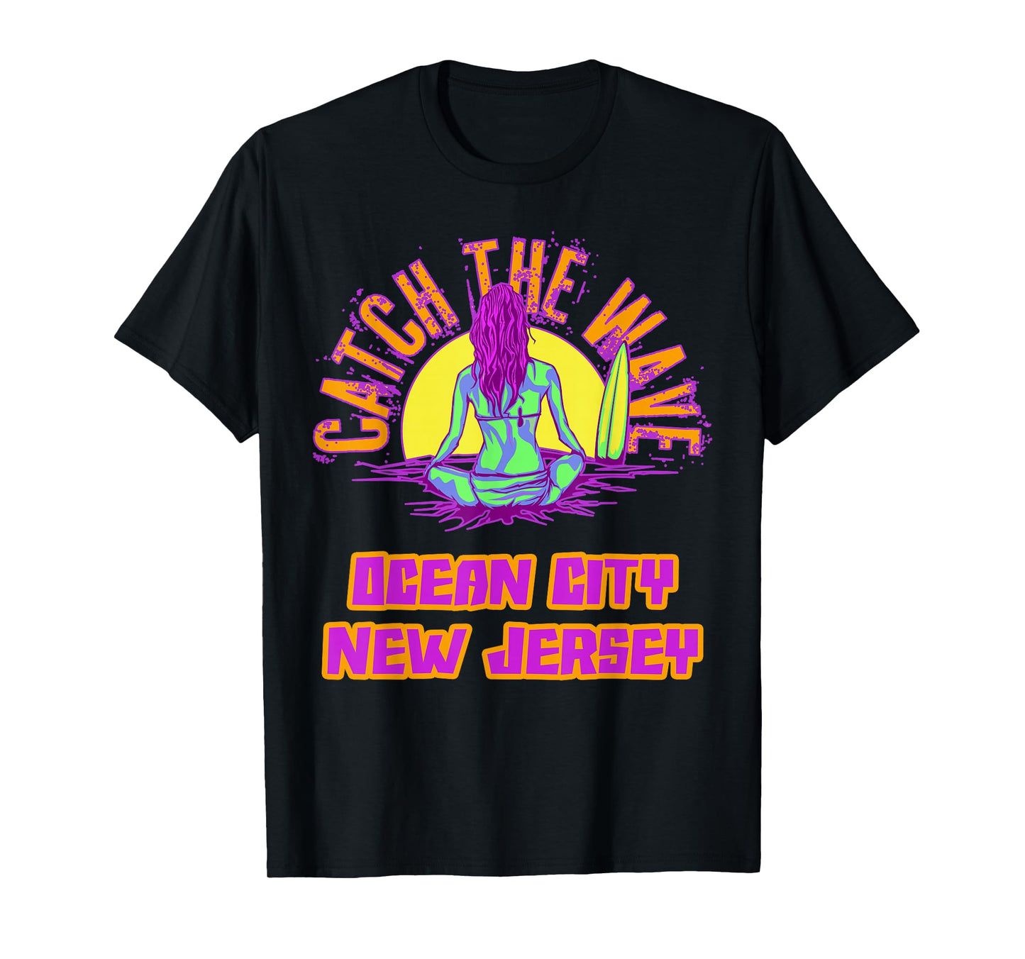 Ocean City Surfing Vaporwave T-Shirt - Casual Everyday Wear Men Women - T-Shirt, Sweatshirt, Hoodie
