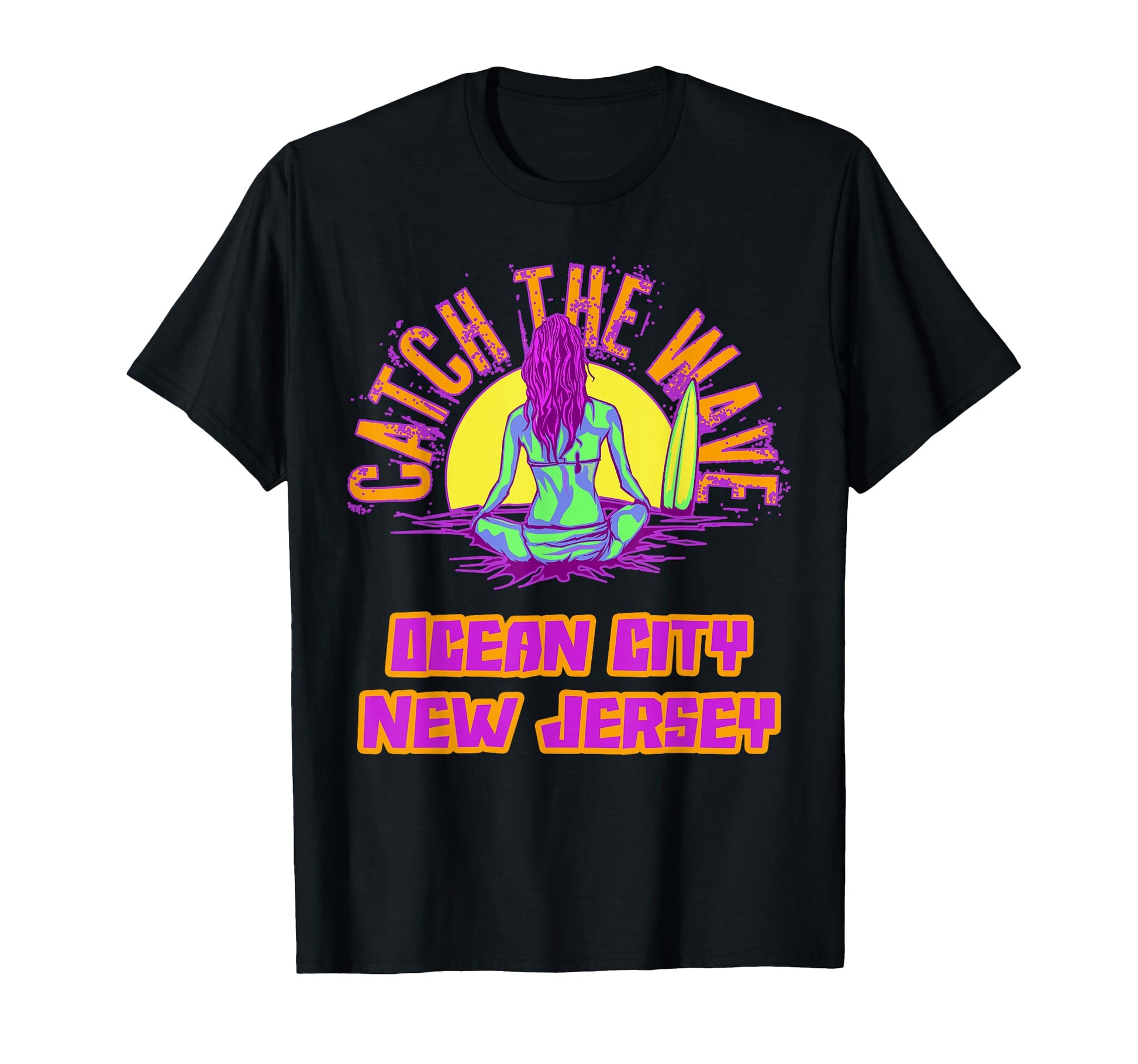 Ocean City Surfing Vaporwave T-Shirt - Casual Everyday Wear Men Women - T-Shirt, Sweatshirt, Hoodie