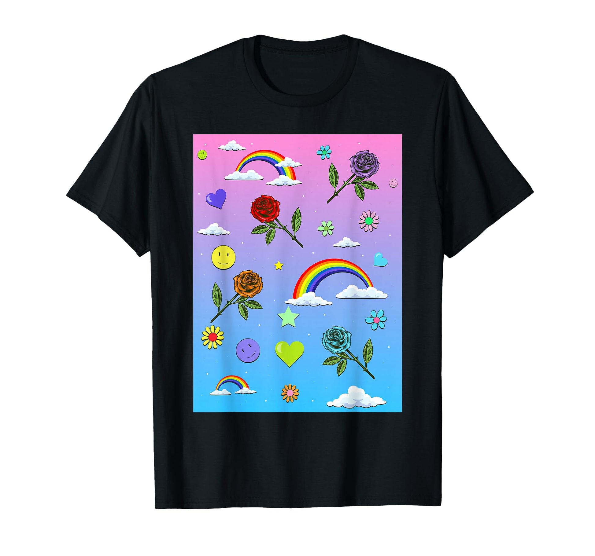 Kidcore Aesthetic Roses Rainbow And T-Shirt - Streetwear Style Men Women - T-Shirt, Sweatshirt, Hoodie