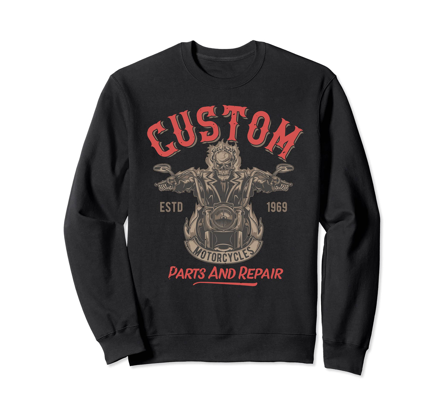 Badass Skeleton Riding Motorcycle Sweatshirt - Fun Novelty Design Unisex - T-Shirt, Sweatshirt, Hoodie