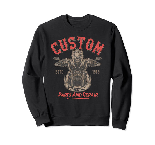 Badass Skeleton Riding Motorcycle Sweatshirt - Fun Novelty Design Unisex - T-Shirt, Sweatshirt, Hoodie