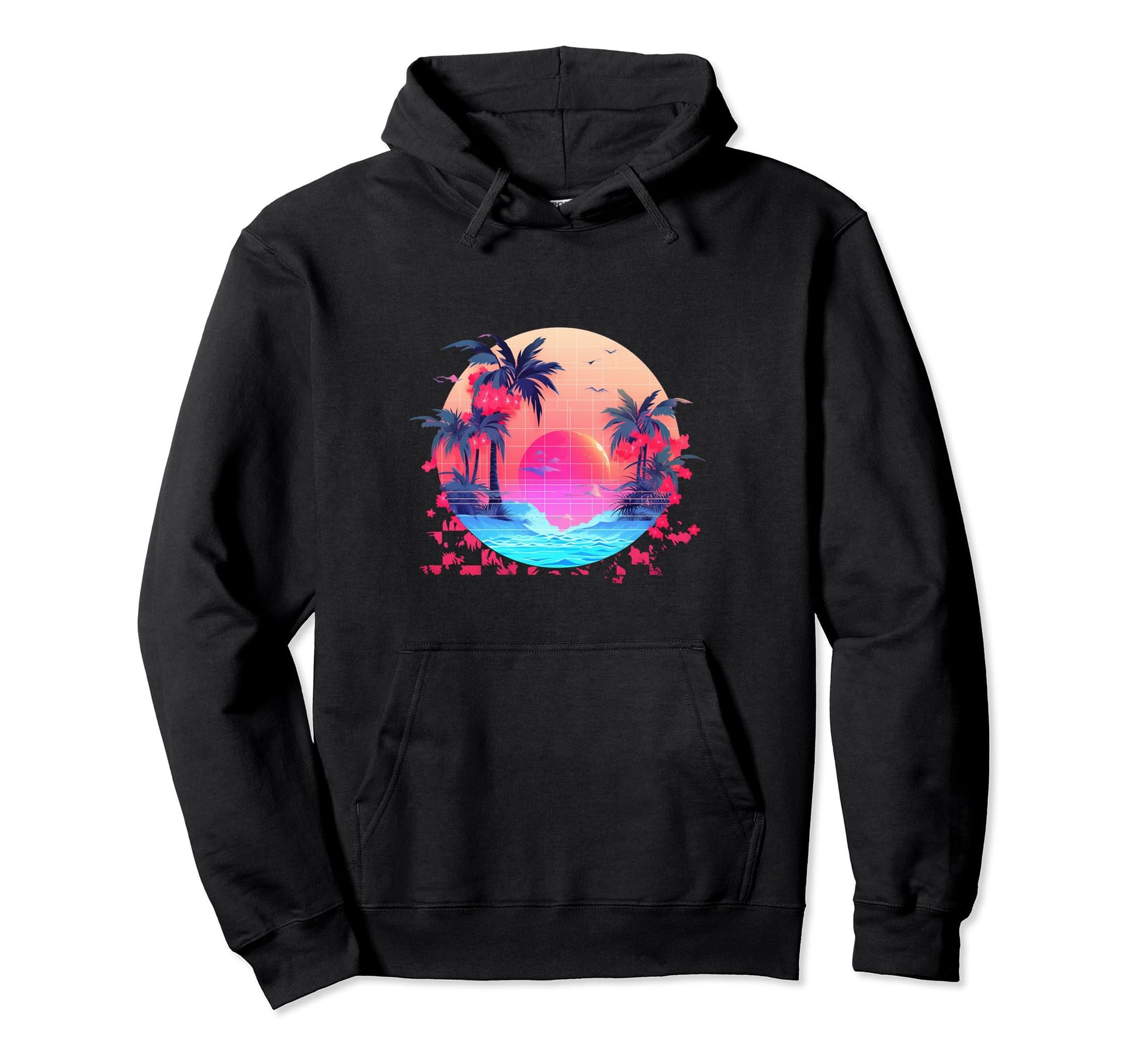 Glitch Sunset Vaporwave Aesthetic Hoodie - Minimalist Print Men Women - T-Shirt, Sweatshirt, Hoodie