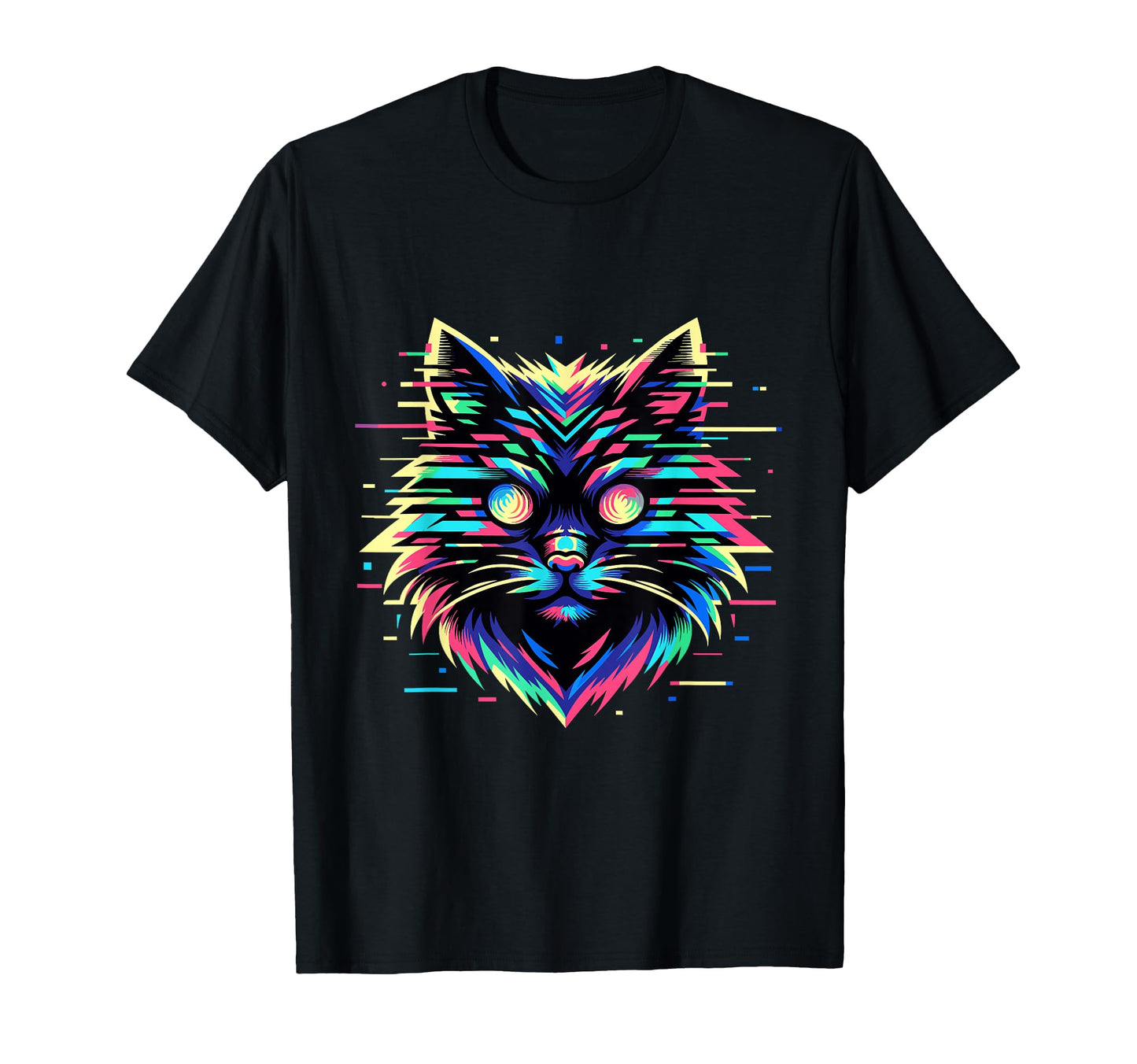 Psychedelic Cat Weirdcore Vaporwave T-Shirt - Novelty Apparel Unisex - T-Shirt, Sweatshirt, Hoodie