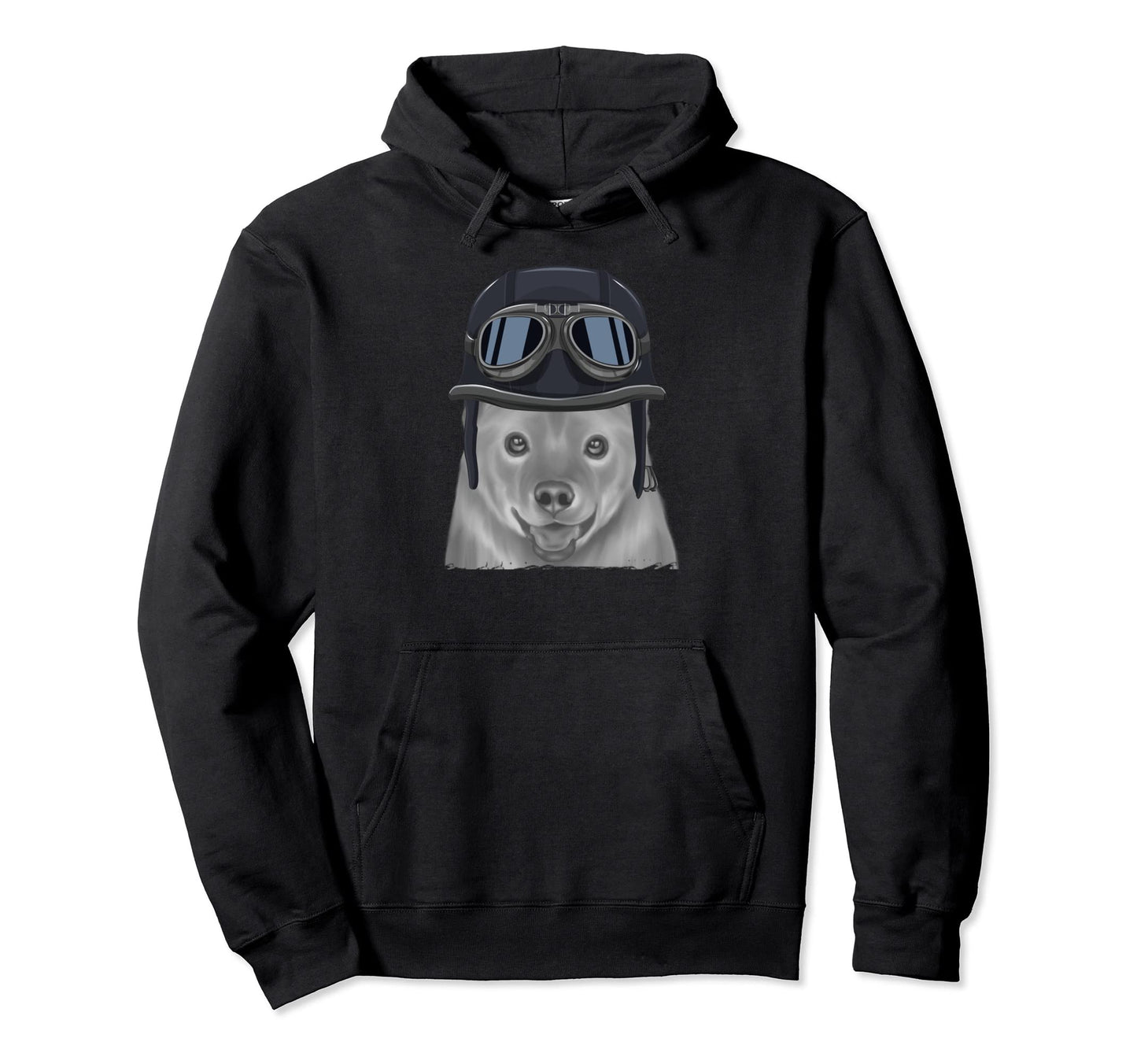 Finnish Spitz Wearing Motorcycle Hoodie - Fun Novelty Design for Adults - T-Shirt, Sweatshirt, Hoodie