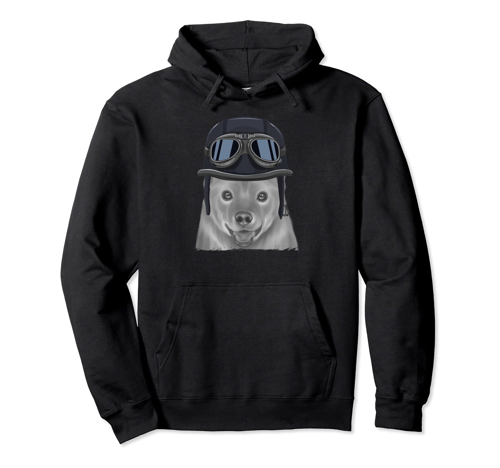 Finnish Spitz Wearing Motorcycle Hoodie - Fun Novelty Design for Adults - T-Shirt, Sweatshirt, Hoodie