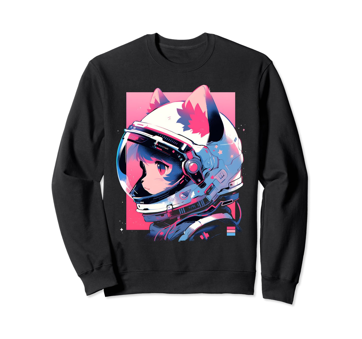 80S 90S Aesthetic Vaporwave Space Cat Sweatshirt - Minimalist Print Unisex - T-Shirt, Sweatshirt, Hoodie