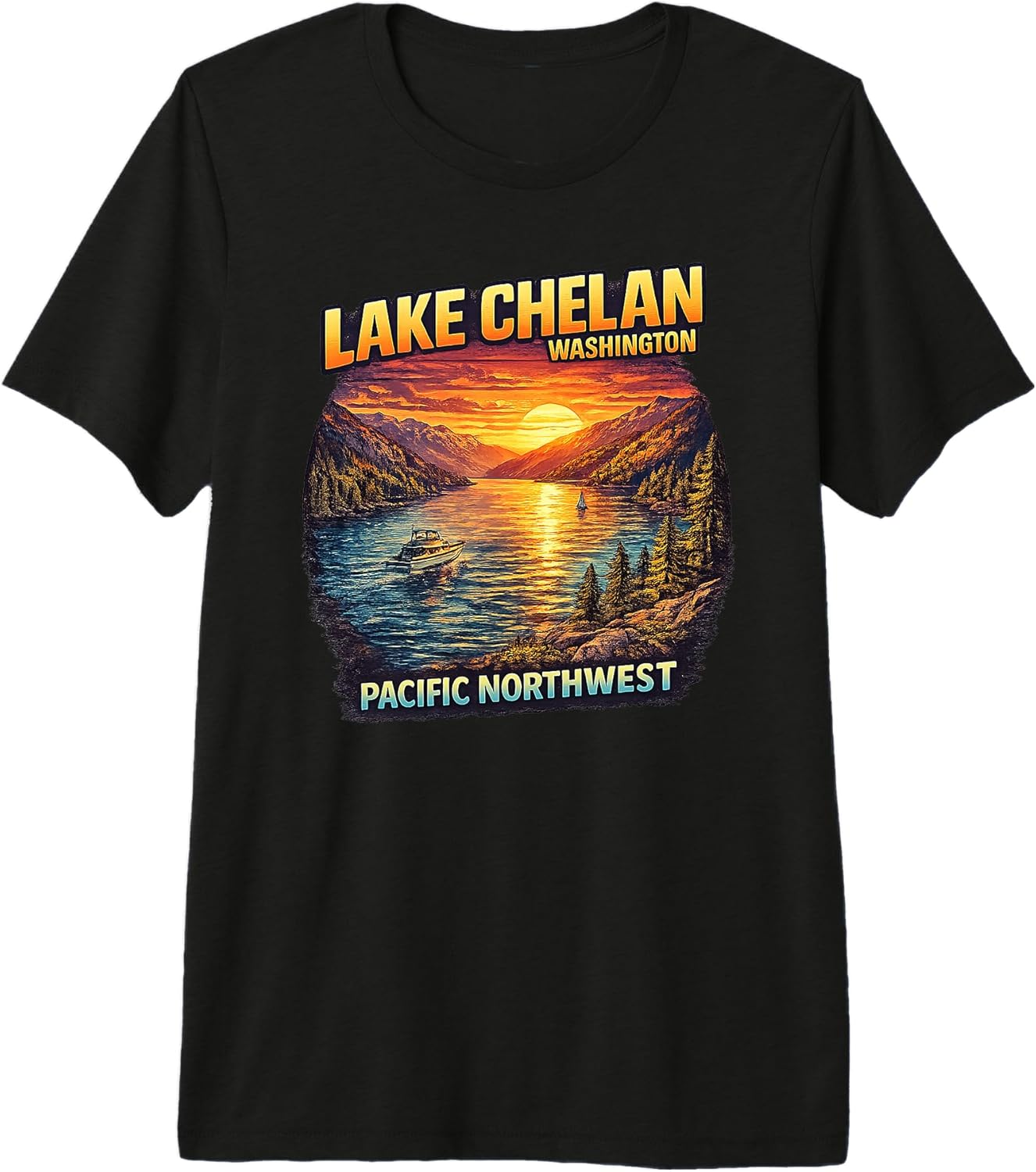 Lake Chelan Washington Mountain - Adult & Kids T-Shirts, Sweatshirts & Hoodies apparel design preview 1