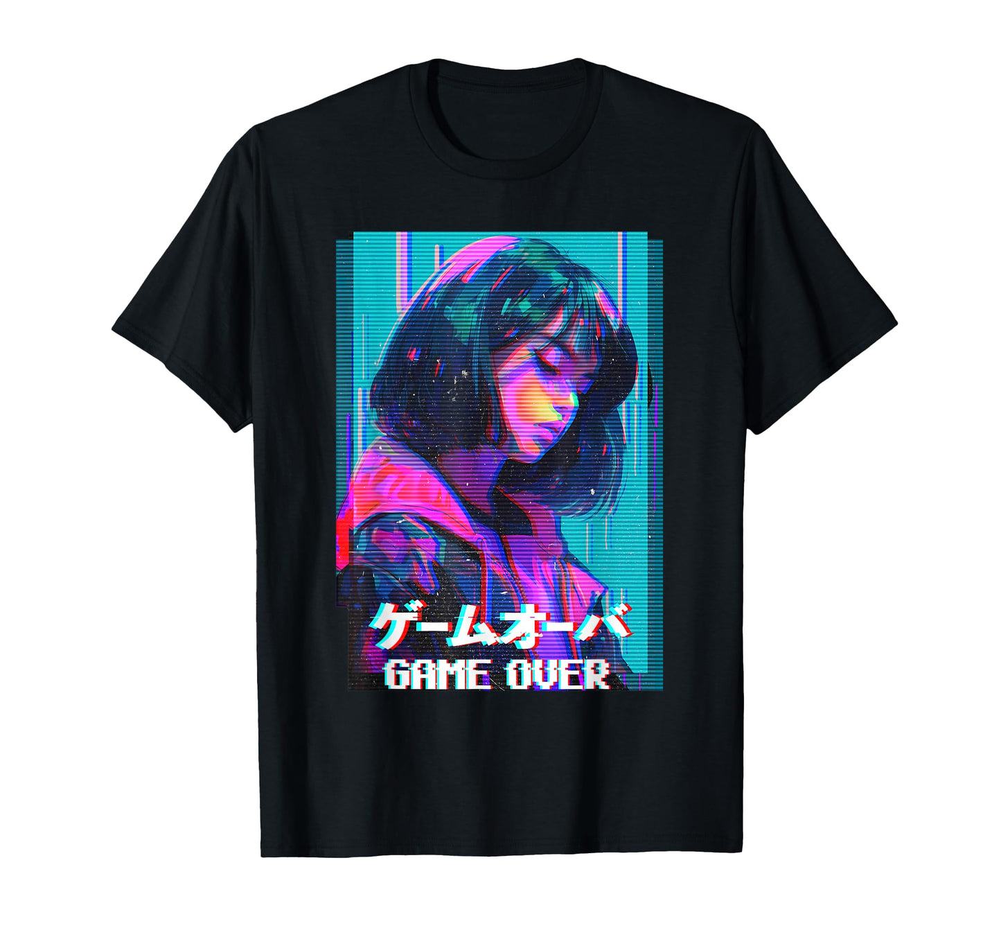 Sad Japanese Anime Game Over Vaporwave T-Shirt - Fun Novelty Design Unisex - T-Shirt, Sweatshirt, Hoodie