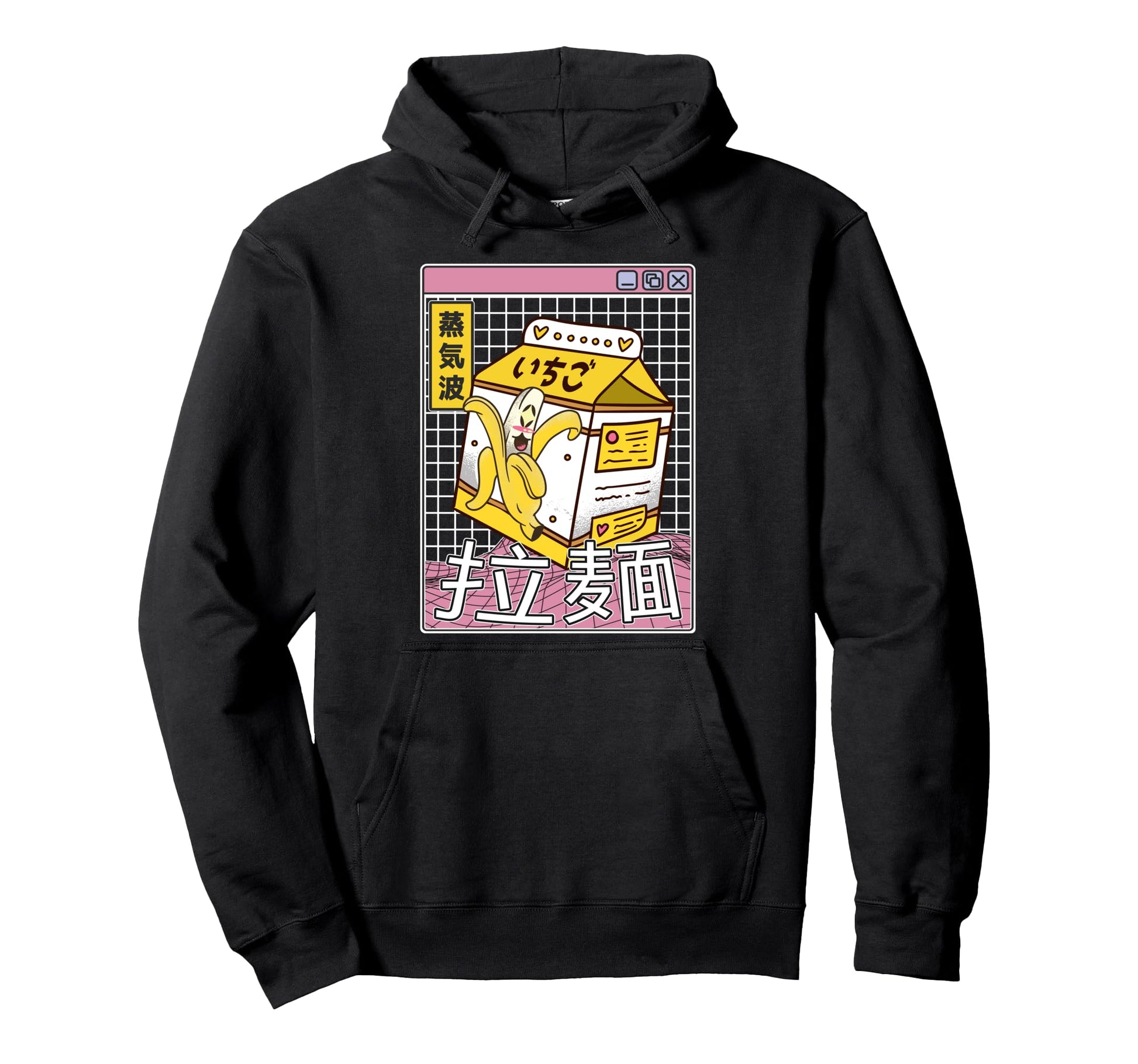 Banana Milk Carton Kawaii Grid Hoodie - Unique Graphic for Adults - T-Shirt, Sweatshirt, Hoodie