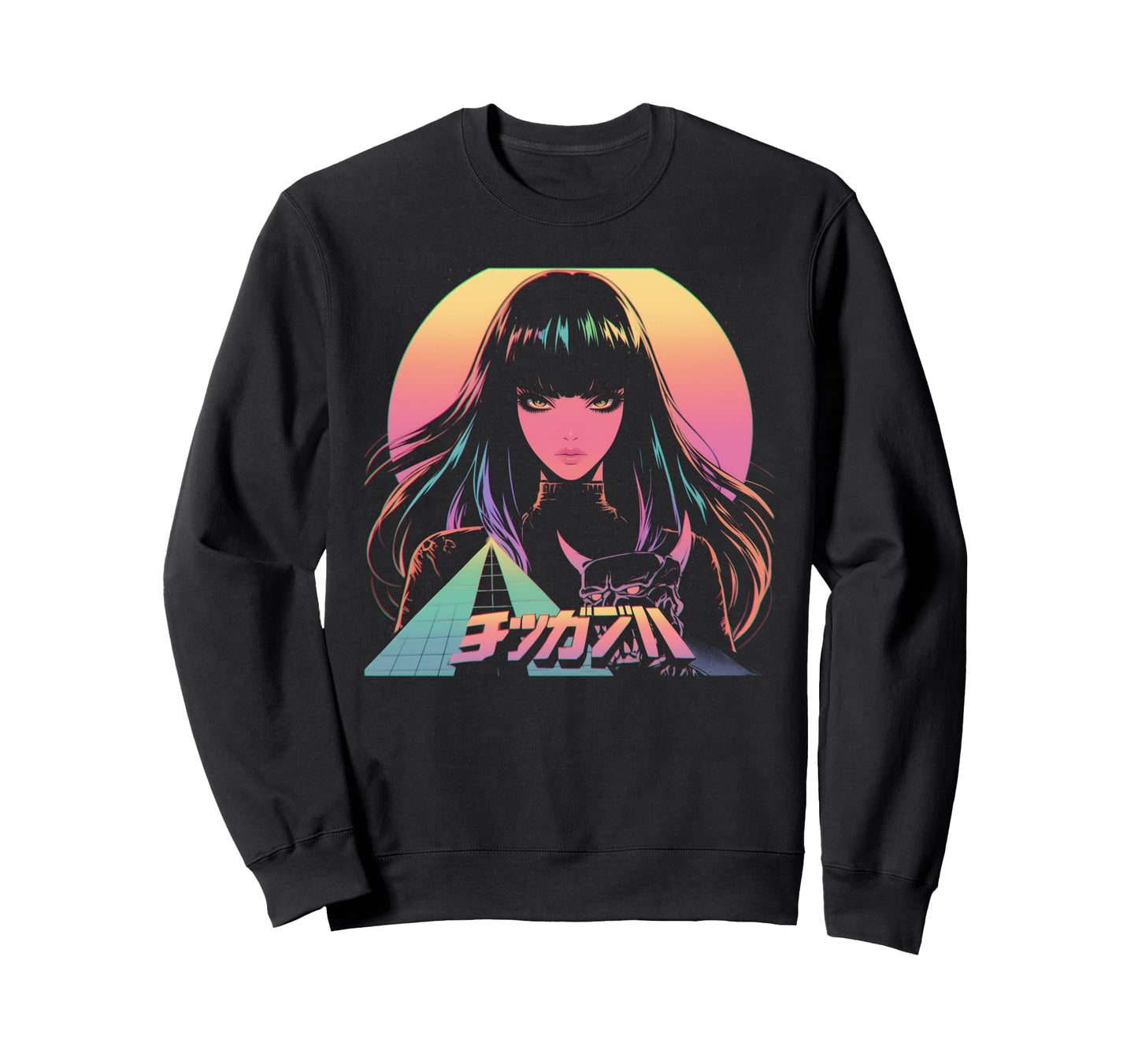 Goth Grunge Demon Anime Waifu Sweatshirt - Minimalist Print for Adults - T-Shirt, Sweatshirt, Hoodie