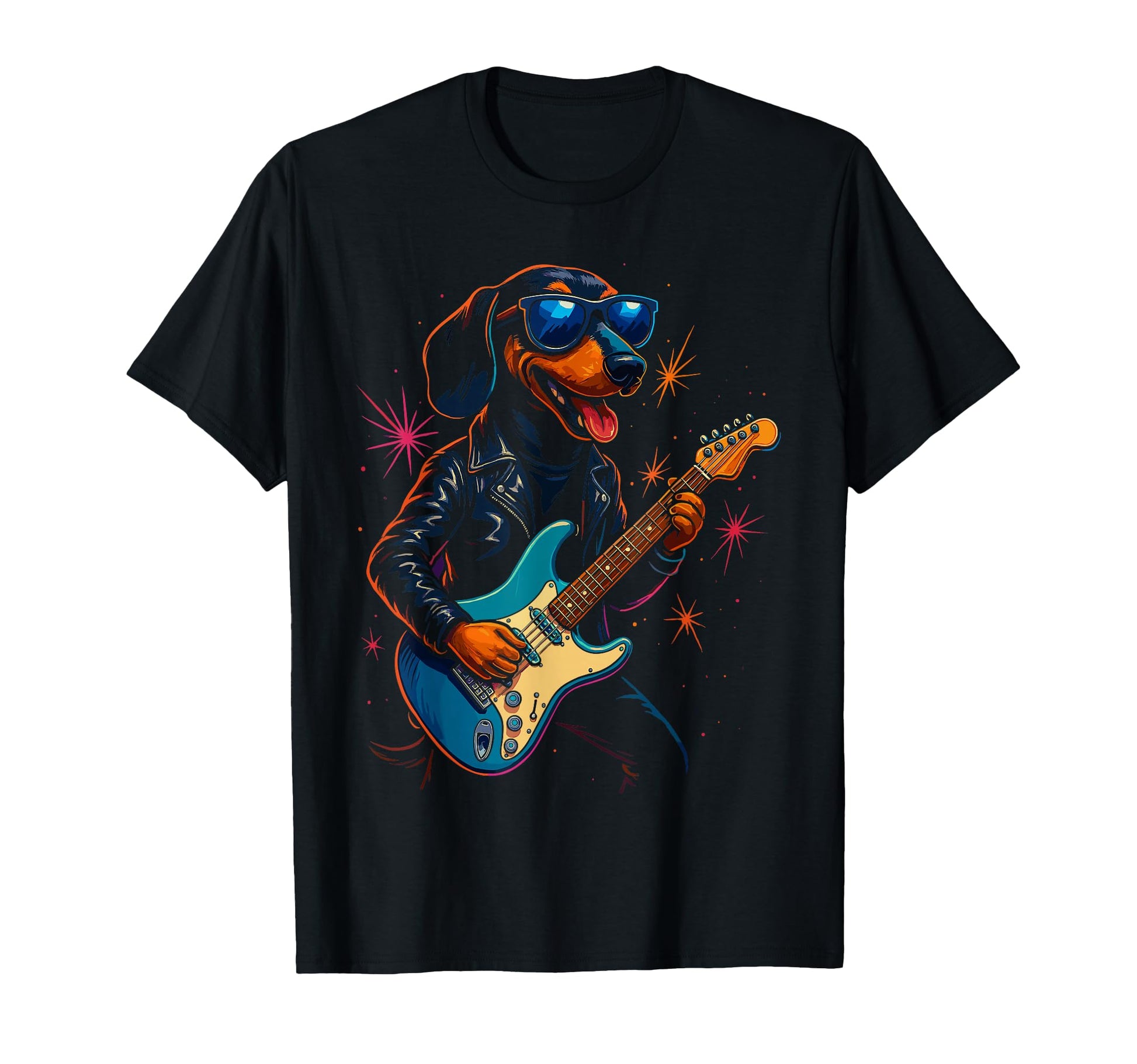 Dachshund Dog Guitar Funny Rock T-Shirt - Casual Everyday Wear for Adults - T-Shirt, Sweatshirt, Hoodie