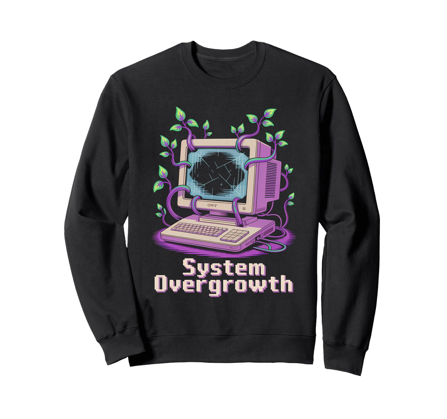 Computer Plant Vines Vaporwave Sweatshirt - Custom Art Print for Adults - T-Shirt, Sweatshirt, Hoodie