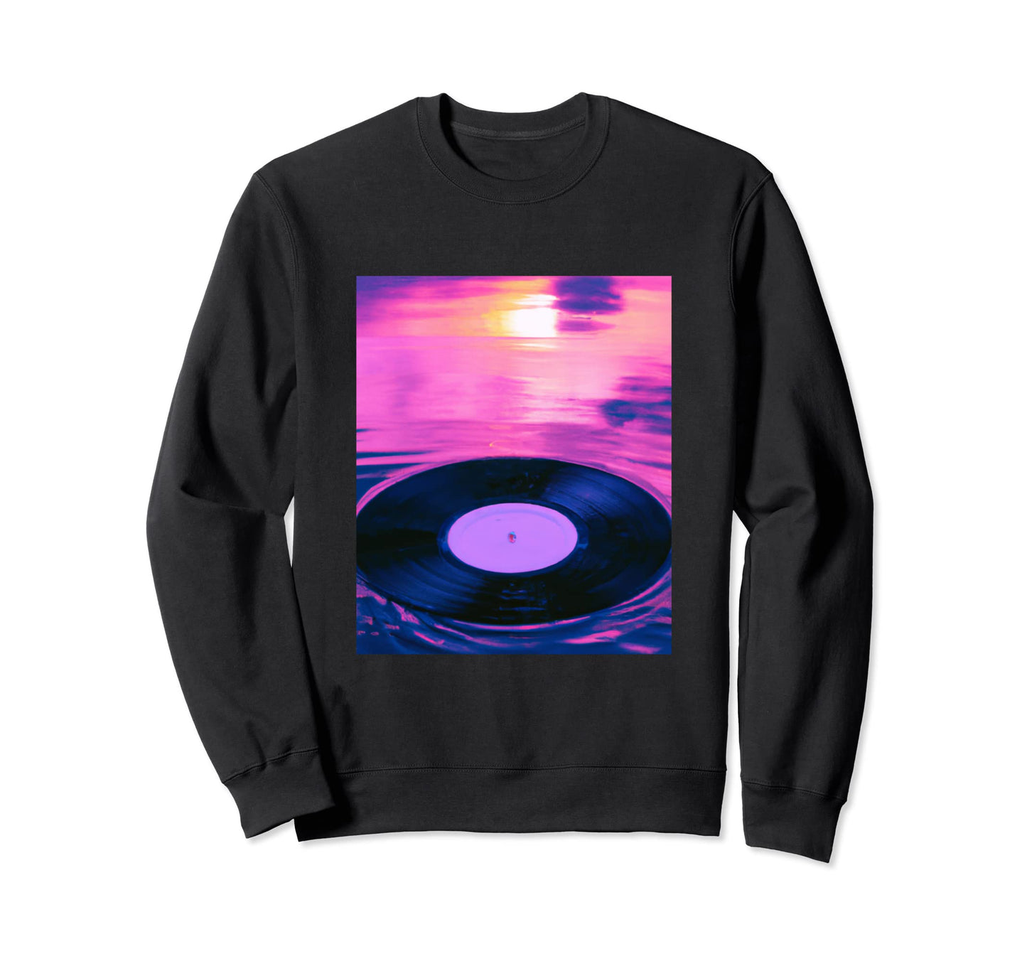 Vaporwave Vinyl Record Sweatshirt - Casual Everyday Wear for Adults - T-Shirt, Sweatshirt, Hoodie