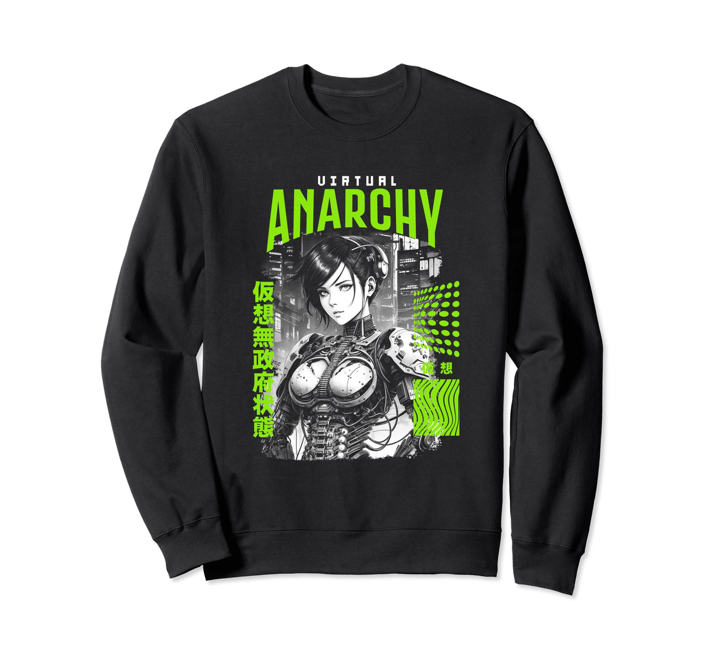 Japanese Anime Urban Cyber Sweatshirt - Unique Graphic for Adults - T-Shirt, Sweatshirt, Hoodie