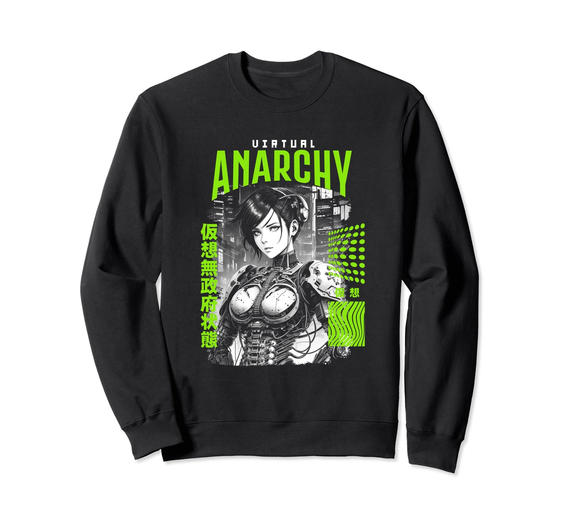 Japanese Anime Urban Cyber Sweatshirt - Unique Graphic for Adults - T-Shirt, Sweatshirt, Hoodie