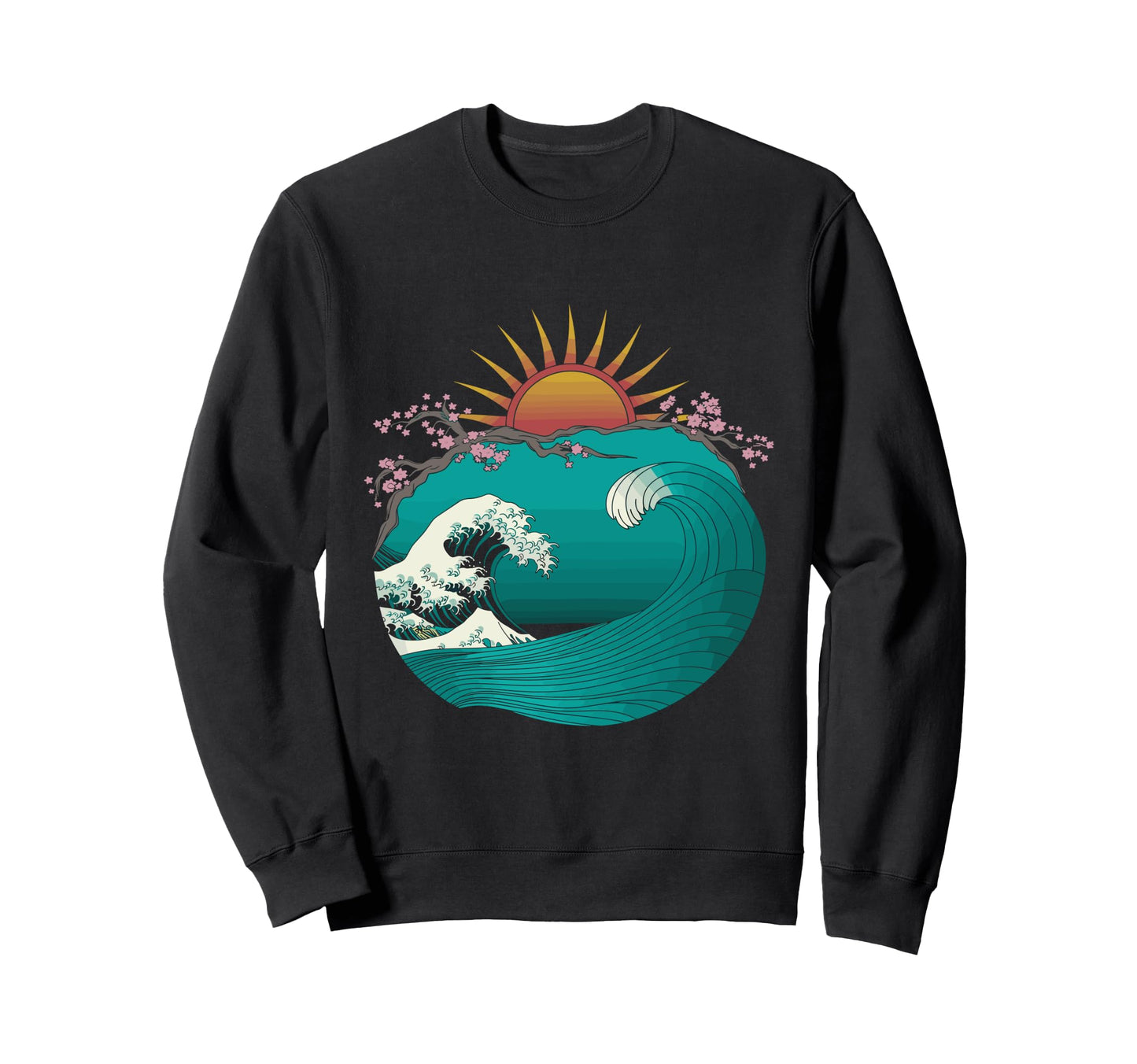 Big Wave Vaporwave Aesthetic 80S Sweatshirt - Graphic Print for Adults - T-Shirt, Sweatshirt, Hoodie